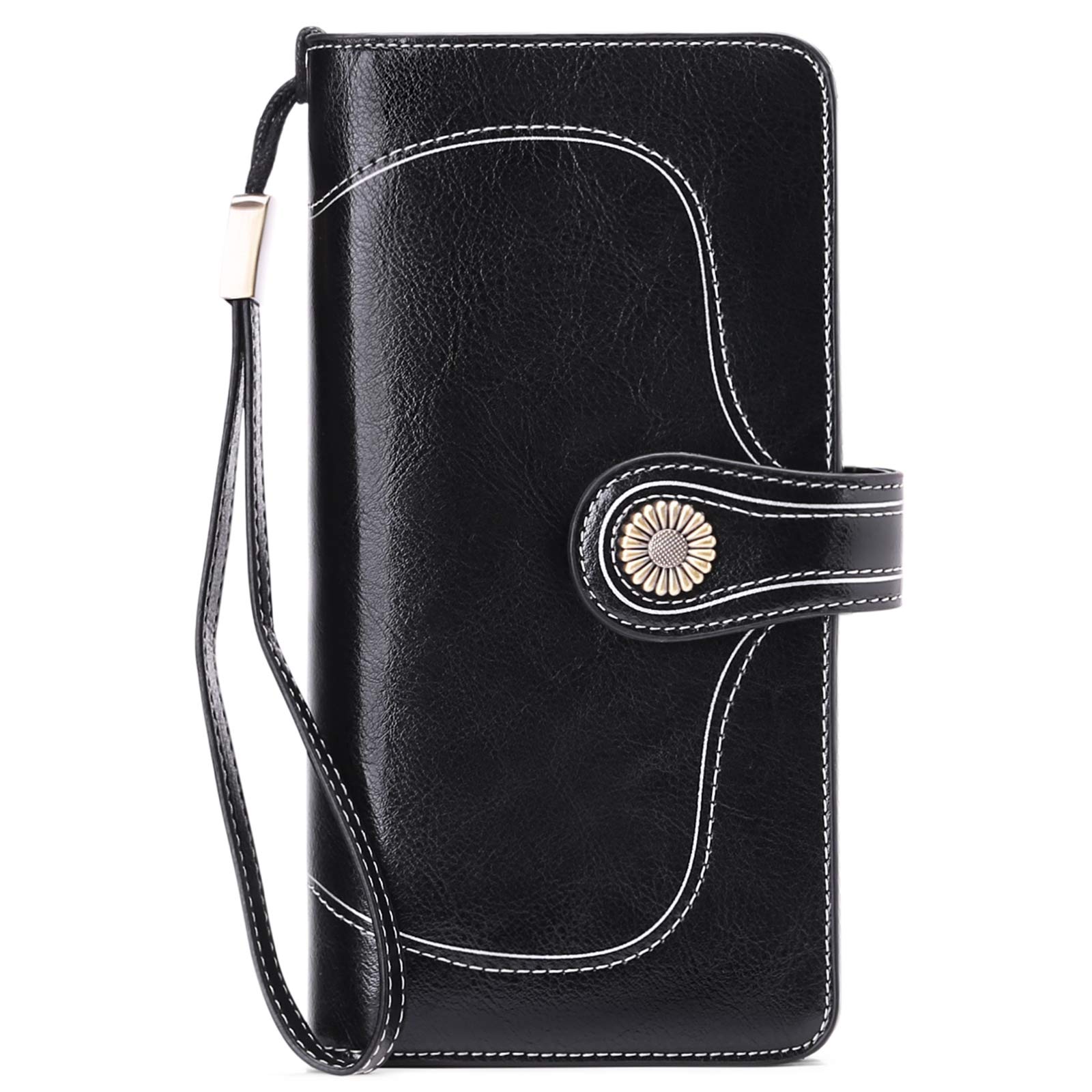 Women's RFID Blocking Leather Wallet - 24 Card Slots, Zipper Pocket | Gift for Her, Everyday Use