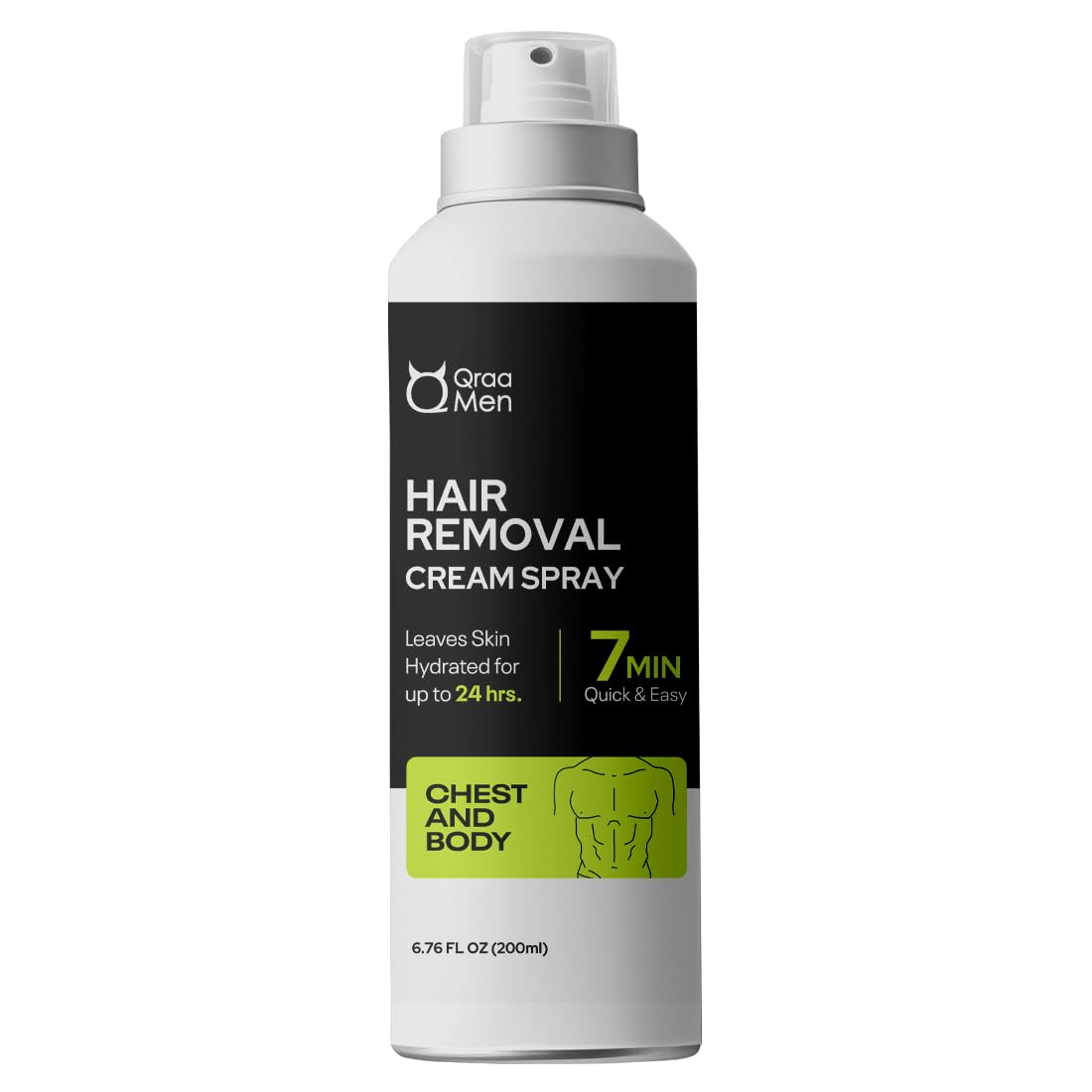 Qraa Men's Hair Removal Spray - Fast & Painless Body Hair Removal Cream for Chest, Back, Legs & Underarms | Works in 3-5 Minutes | Ideal for Smooth Skin at Home, Gym & Beach