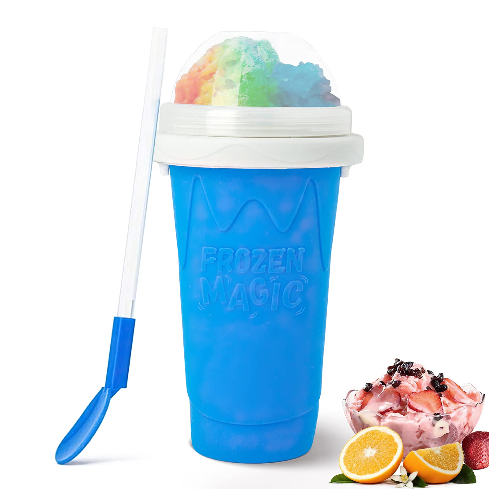 **Quick-Frozen Smoothie Maker - DIY Homemade Ice Cream & Slushy Cup, Manual Squeeze Frozen Yogurt & Milk Shake Maker, Summer Cooling Bottle for Kids (Blue) - Perfect for Parties, Picnics & Hot Summer Days**