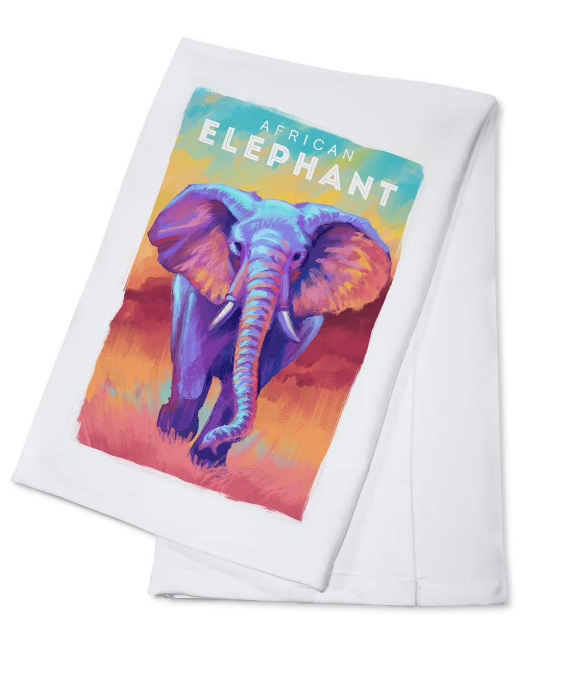 African Elephant Print 100% Cotton Tea Towel - Decorative Kitchen Hand Towel for Dish Drying & Home Decor - Perfect for Farmhouse, Rustic, and Boho Style Kitchens