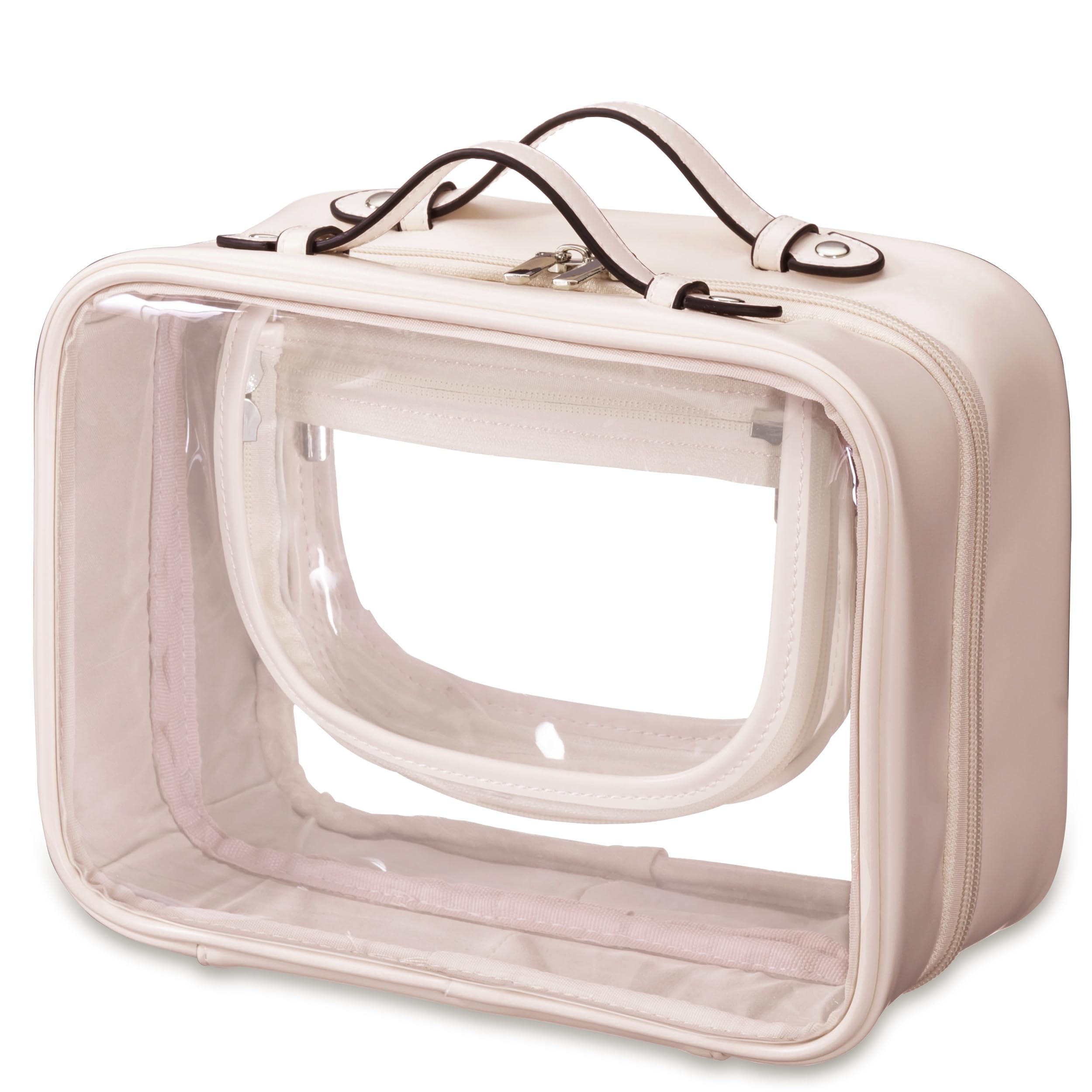 HBselect TSA Approved Clear Toiletry Bag for Women - Large Pink Waterproof Makeup Organizer | Travel Cosmetic Bag for Airplane Essentials, Perfect for Carry-On Luggage & Vacation Trips