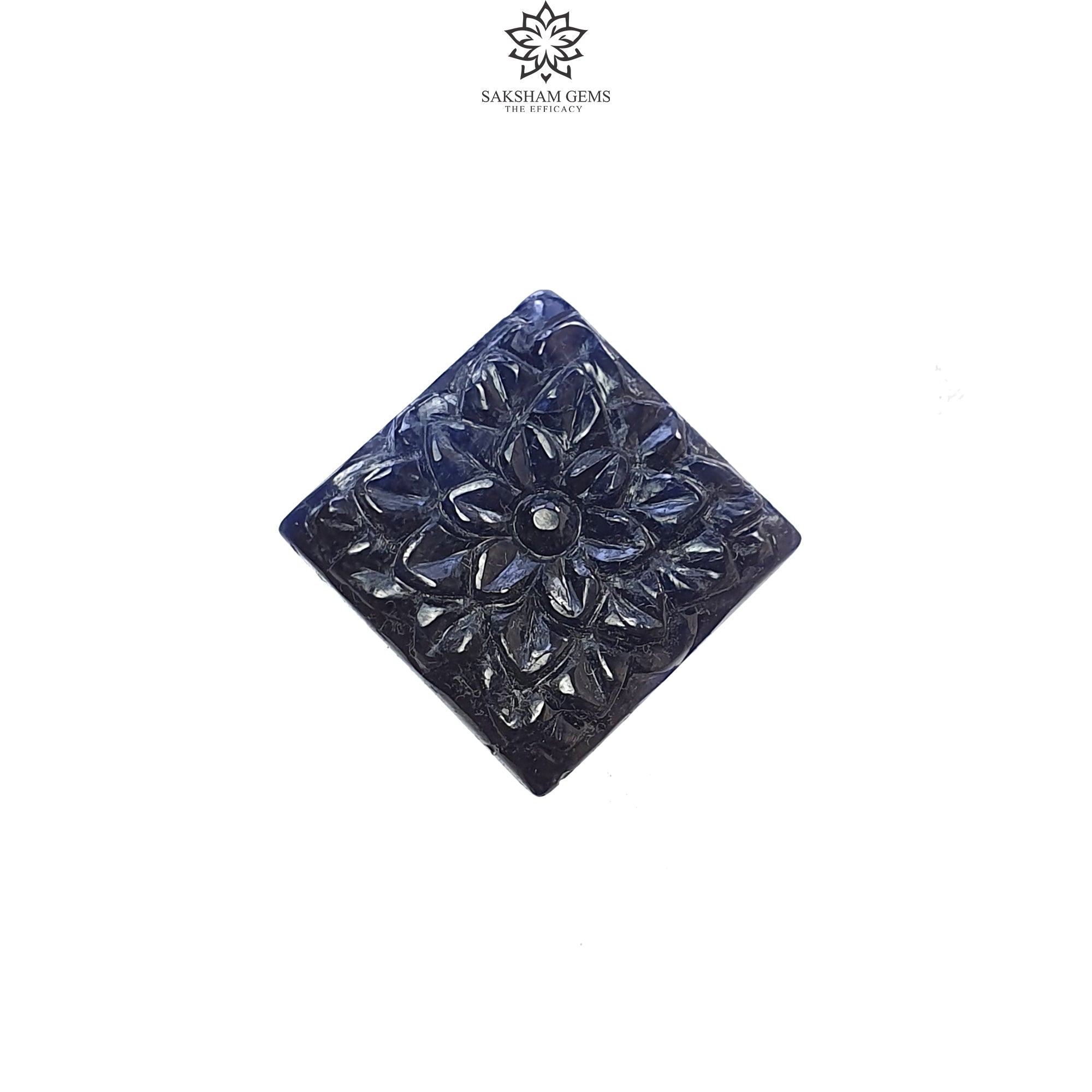 Natural Deep Blue Sapphire Gemstone Carving - 27.00cts Untreated Unheated Square Sapphire (19x27mm) for Jewelry Making, Engagement Rings & Luxury Gifts