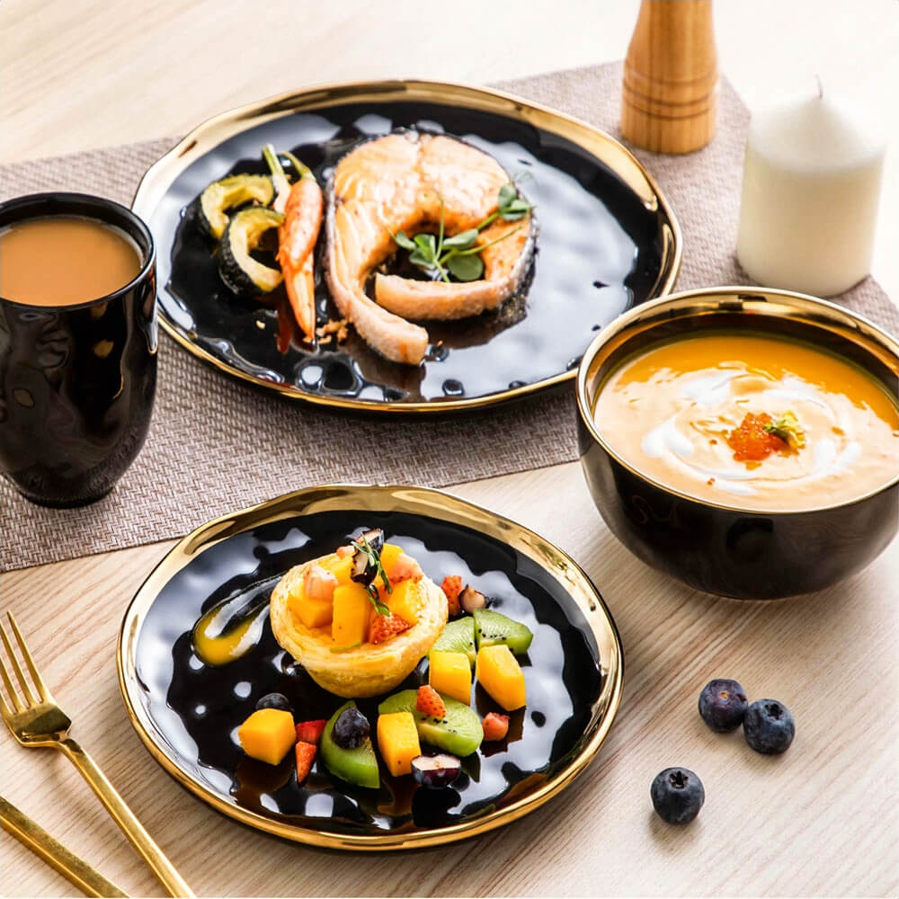 Premium Mendocino Stoneware Dinnerware Set - 16-Piece Ceramic Plates, Bowls & Mugs - Durable & Stylish for Everyday Dining, Entertaining & Restaurant Use