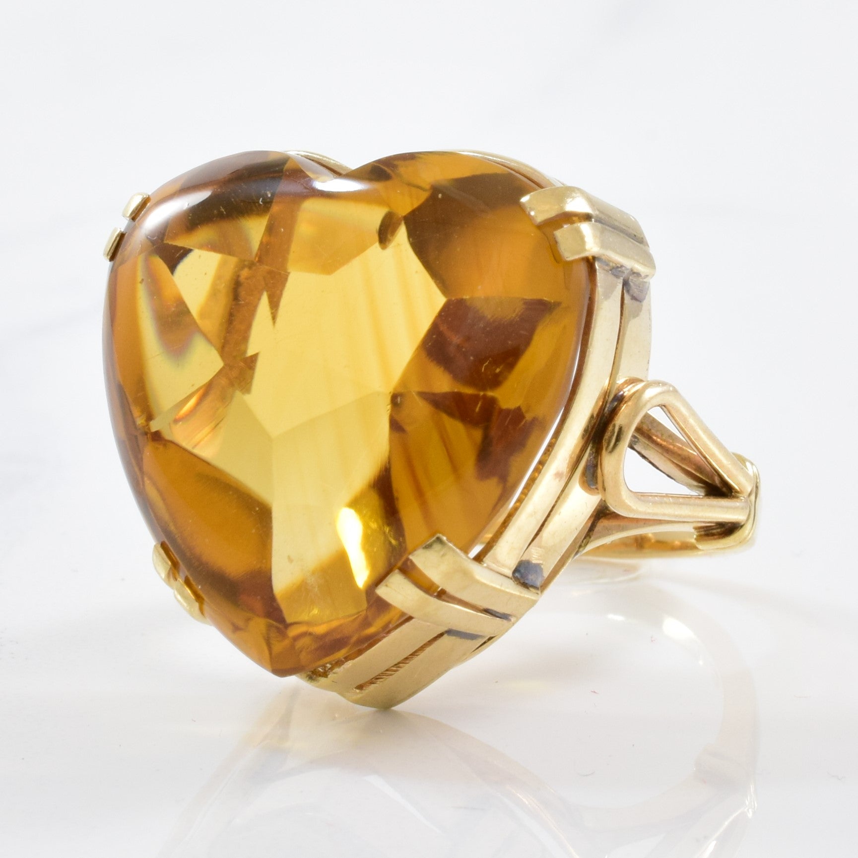 30.00ct Citrine Heart Cocktail Ring - Size 6 | Elegant Statement Jewelry for Parties, Weddings & Special Occasions