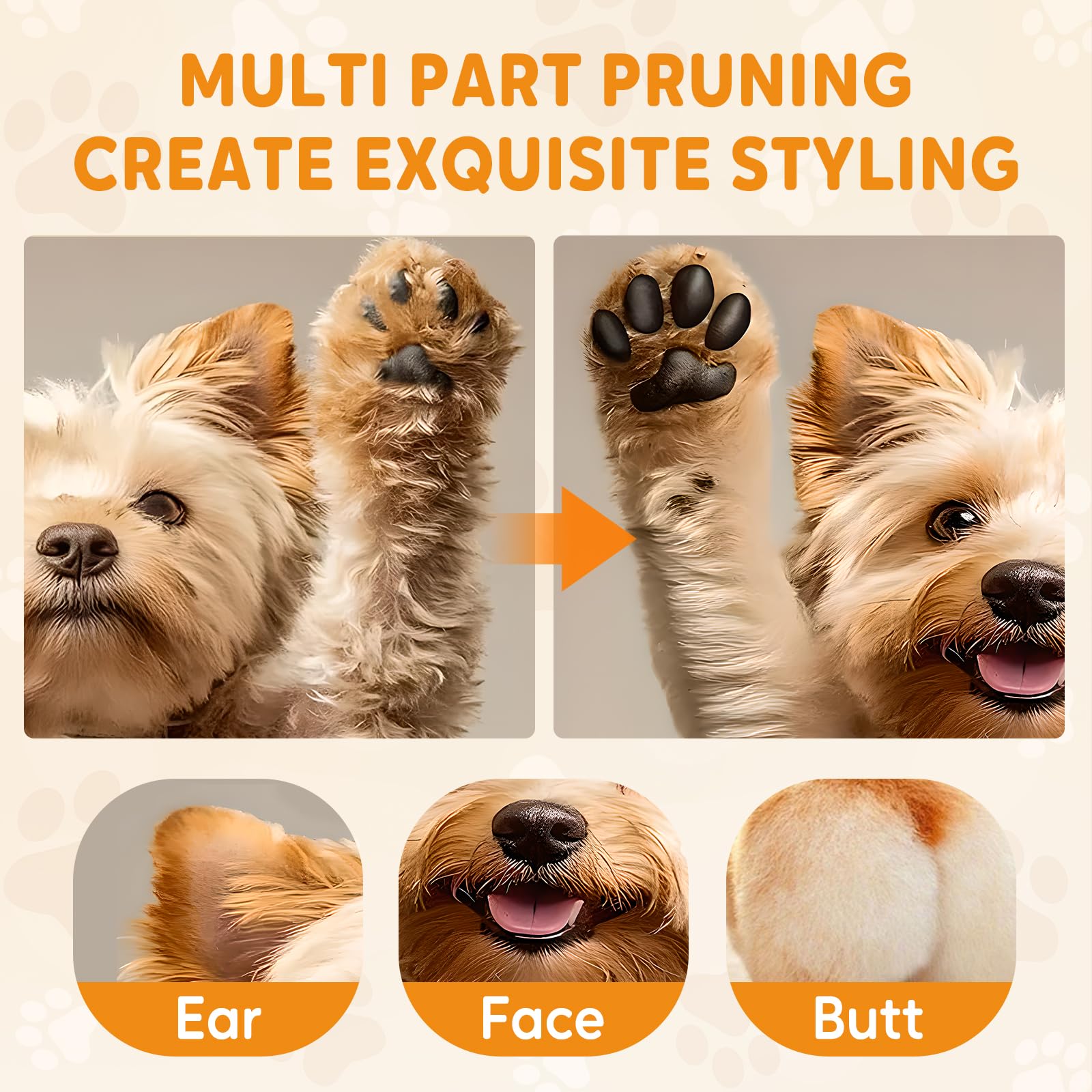 2024 Upgraded Pet Grooming Clippers - Waterproof Rechargeable Trimmer with LED Light for Paws, Face & Ears | Perfect for Home Pet Care