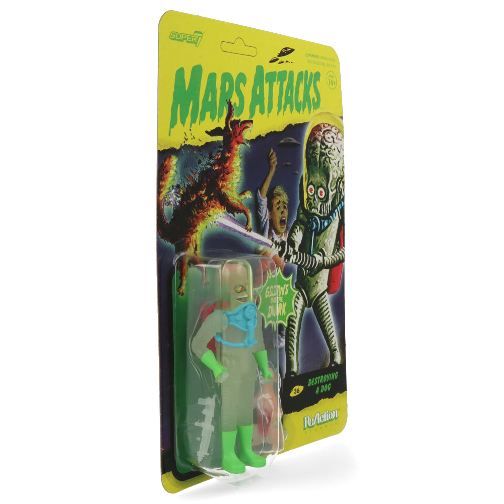 Mars Attacks Wave 2 Glow-in-the-Dark Destroying a Dog ReAction Figure - Collectible Alien Invasion Toy for Display & Sci-Fi Scenes
