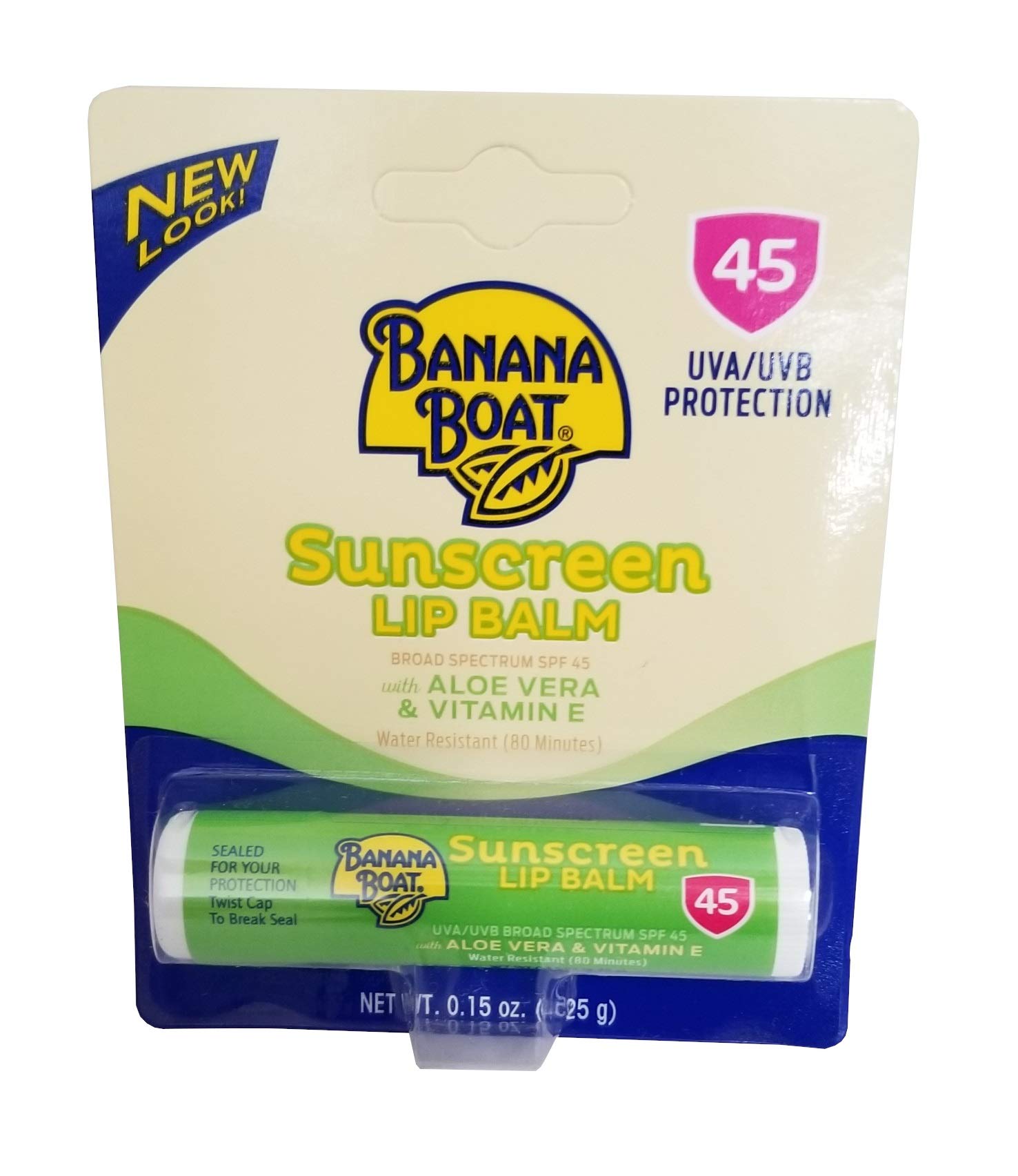Banana Boat Aloe Vera & Vitamin E SPF 45 Sunscreen Lip Balm - 0.15 Oz (12 Pack) - Moisturizing Protection for Outdoor Activities, Hiking, Beach & Daily Sun Care