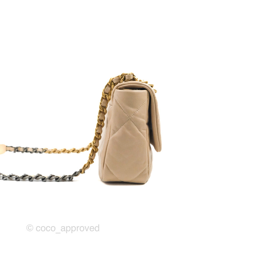 Chanel 19 Small Beige Handbag with Mixed Hardware - Luxury Crossbody Bag for Women, Perfect for Everyday Use & Special Occasions