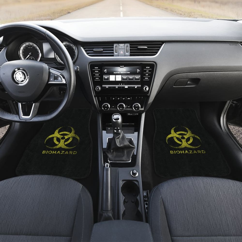 Premium Black and Yellow Biohazard Car Floor Mats - Non-Slip, Heavy Duty Protection for Trucks & SUVs - Perfect for Emergency Vehicles, Work Trucks & Car Enthusiasts