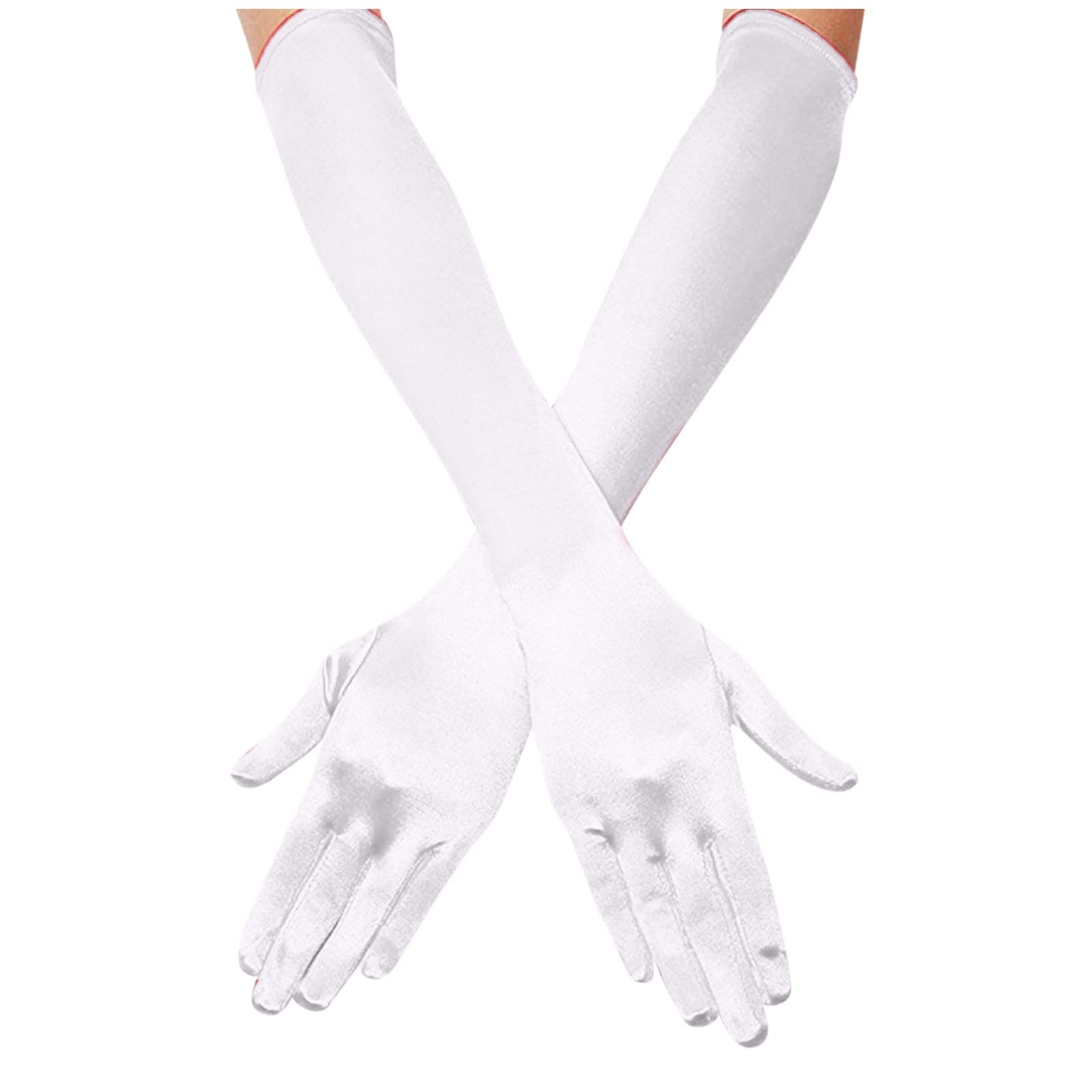Elegant Long Satin Opera Gloves for Women - Shirred Elbow Length Evening Dress Gloves - Perfect for Weddings, Balls, Cosplay & Formal Events