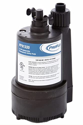 PROFLO PF91335 1/3 HP Submersible Utility Water Pump - Heavy Duty Thermoplastic Construction for Basement, Pool, Pond & Flood Drainage