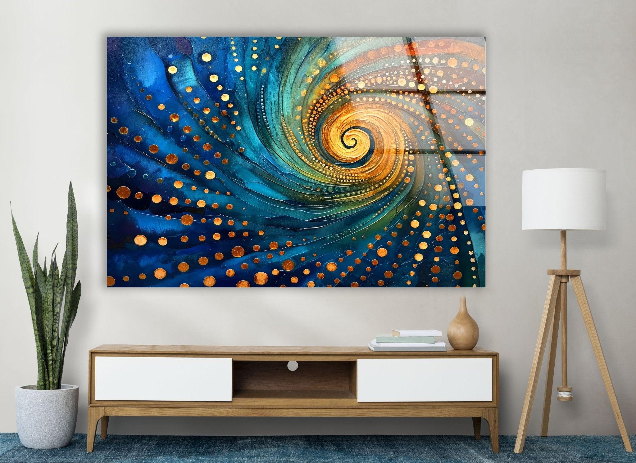 Abstract Spiral Fractal Glass Wall Art - Modern Home Decor for Living Room, Bedroom & Office - Handmade 3D Glass Sculpture for Unique Interior Design