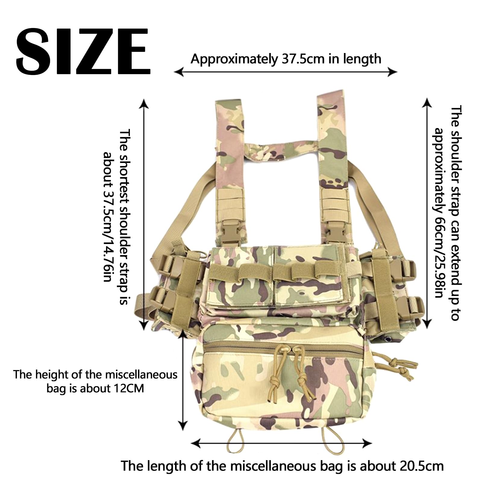 Adjustable Tactical Chest Rig Vest with Quick Detach System - Military Grade Molle Compatible Chest Pack for Camping, Hiking, Hunting & Outdoor Adventures - Perfect for Airsoft, Paintball & Survival Gear Organization