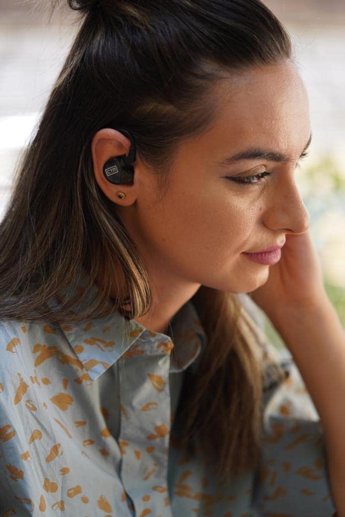 CTM CE320 Triple Driver in-Ear Monitor - Professional Noise Isolating Wired Earbuds with Detachable Cable (Smoke) | Perfect for Musicians, Audiophiles & Studio Recording