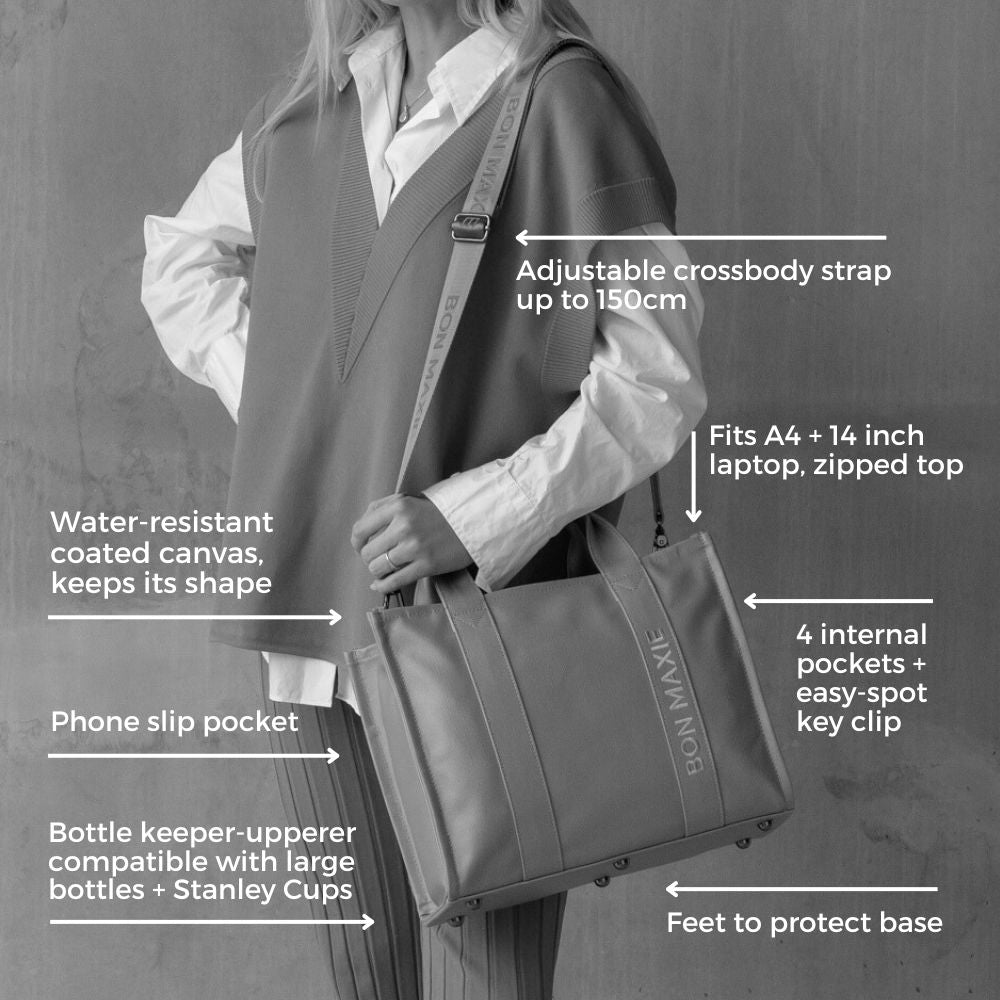 Structured Tote Bag Small - Stylish Latte Brown Leather Crossbody Shoulder Bag for Women | Perfect for Work, Travel & Everyday Use
