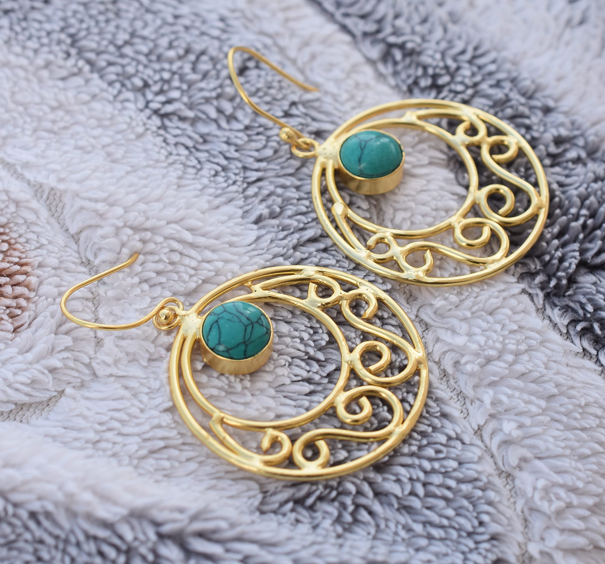 18K Gold Plated Green Turquoise Earrings for Women - Handmade Fashion Jewelry Gift for Girls & Women - VE-336 | Perfect for Weddings, Parties & Special Occasions