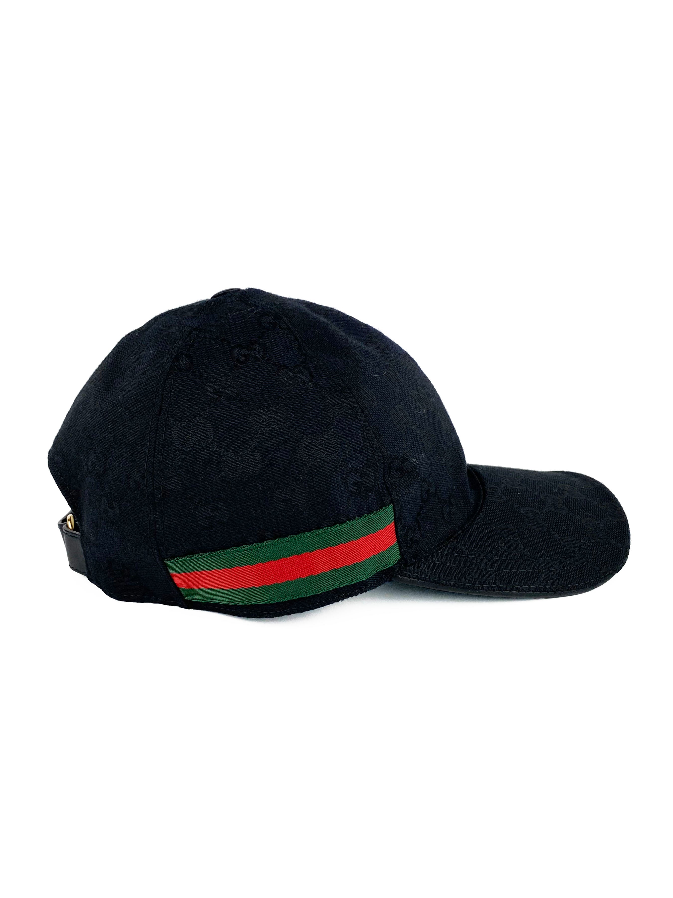 Original Gucci GG Black Web Baseball Cap for Men & Women - Adjustable Snapback Hat for Fashion & Outdoor Activities