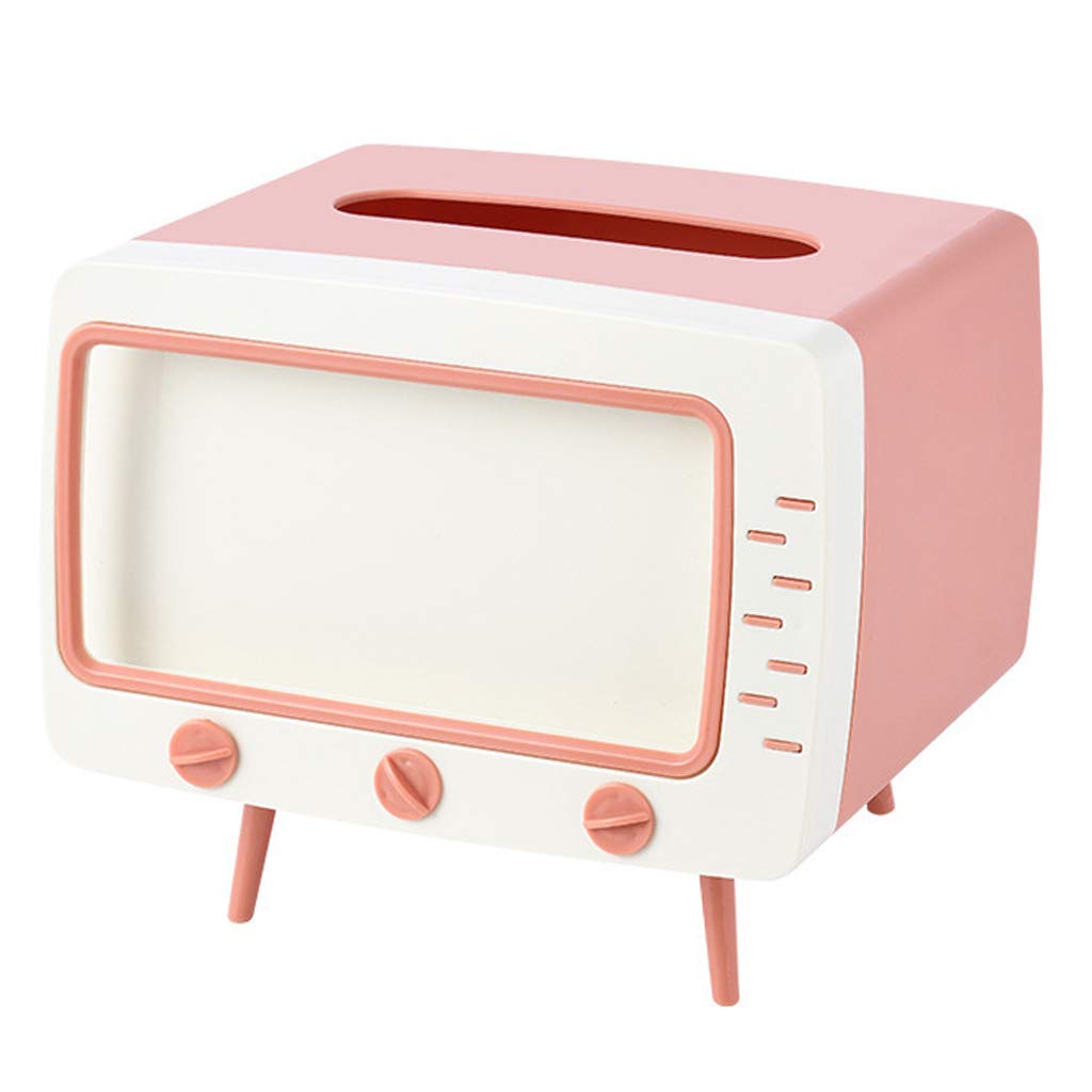 Beerty Tissue Box Holder - Creative Desktop & TV Paper Holder with Phone Stand - Organizer for Bathroom, Kitchen, Office (Pink) | Perfect for Home, Office & Car Use