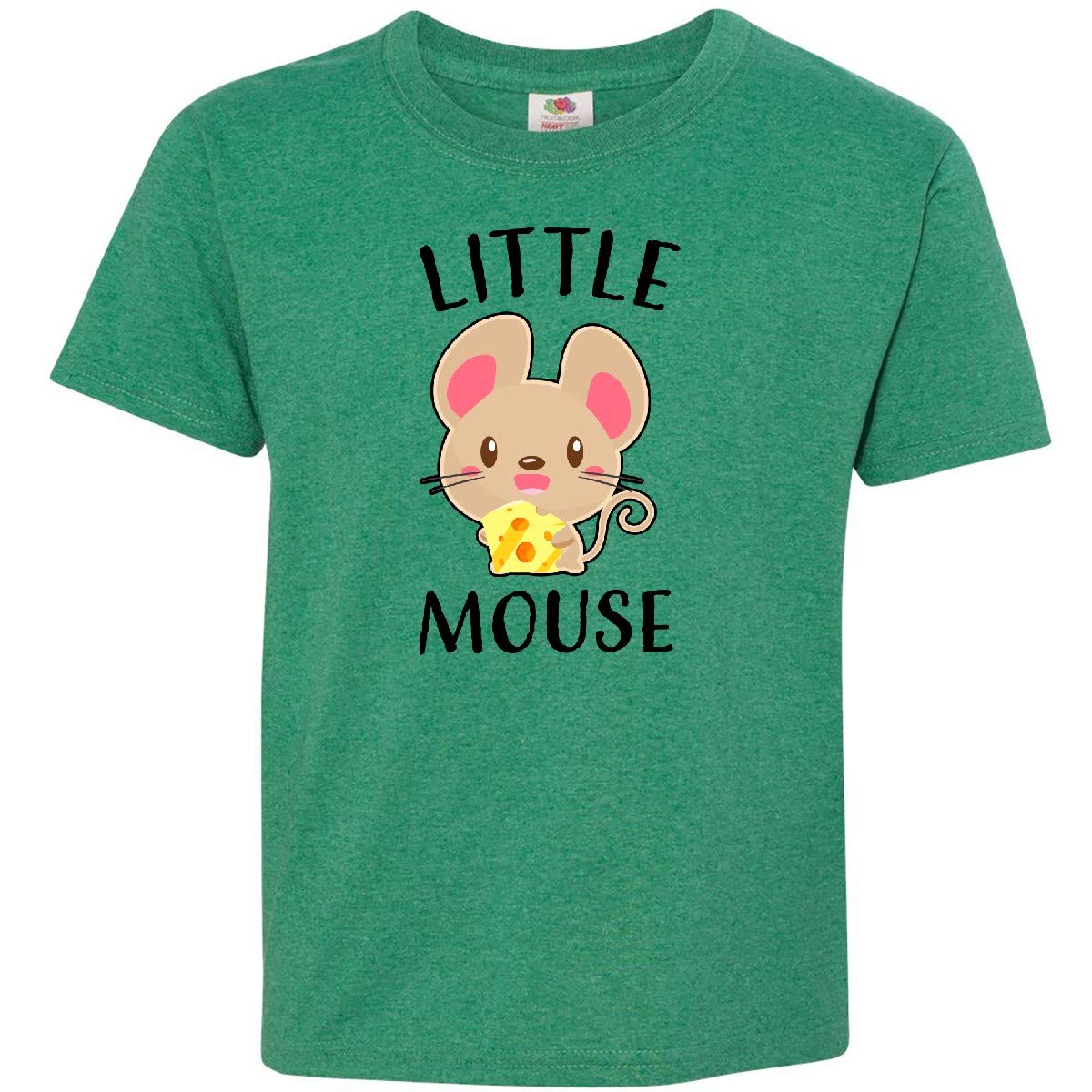 Inktastic Little Mouse with Cheese Cute Graphic Youth T-Shirt - Fun Casual Wear for Kids, Birthday Gifts & Animal Lovers