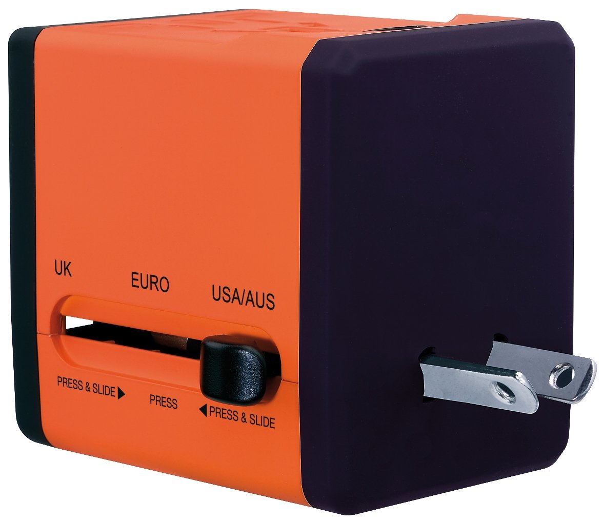 Swordfish 40253 VariPlug Dual USB Universal Travel Plug Adapter & Charger - Orange | Worldwide Compatibility for Phones, Laptops & Cameras | Perfect for Business Trips & Vacations