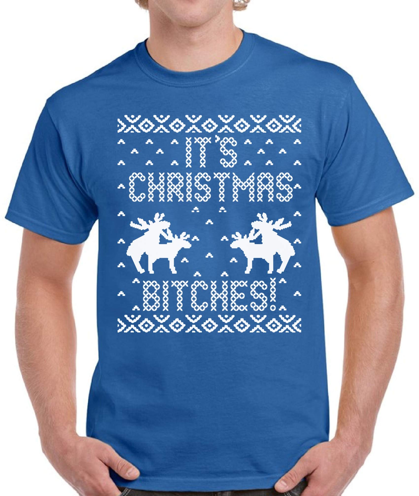 Funny Ugly Christmas Shirts for Men - White Printed 'It's Christmas Bitches' Graphic Tee - Perfect for Holiday Parties & Festive Gatherings
