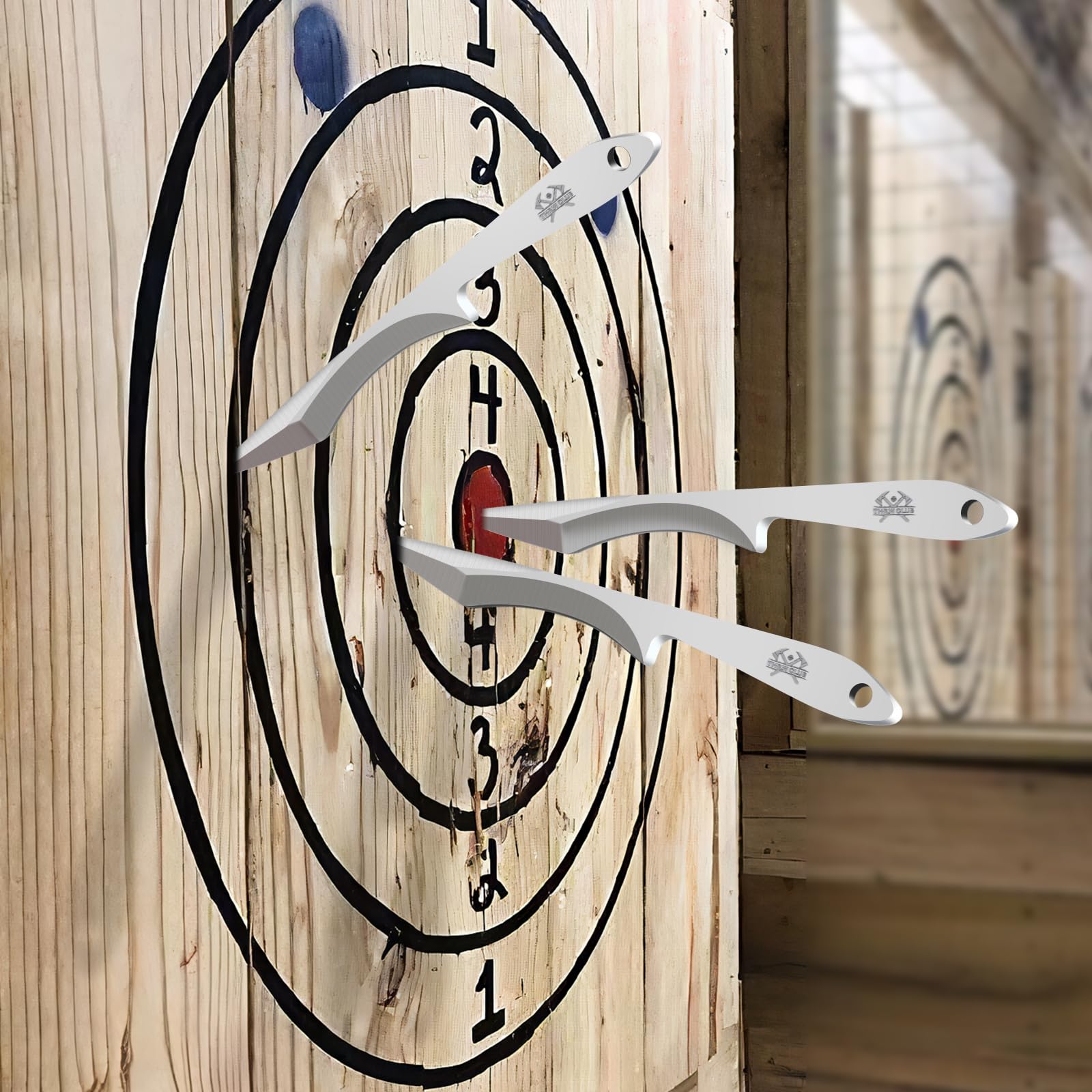 Professional Throwing Knives Set of 3 - 10 Inch Stainless Steel Full Tang Spike Knives with Nylon Sheaths - Perfectly Balanced for No-Spin Throwing - Ideal for Outdoor Recreation, Target Practice & Competitive Knife Throwing Sports