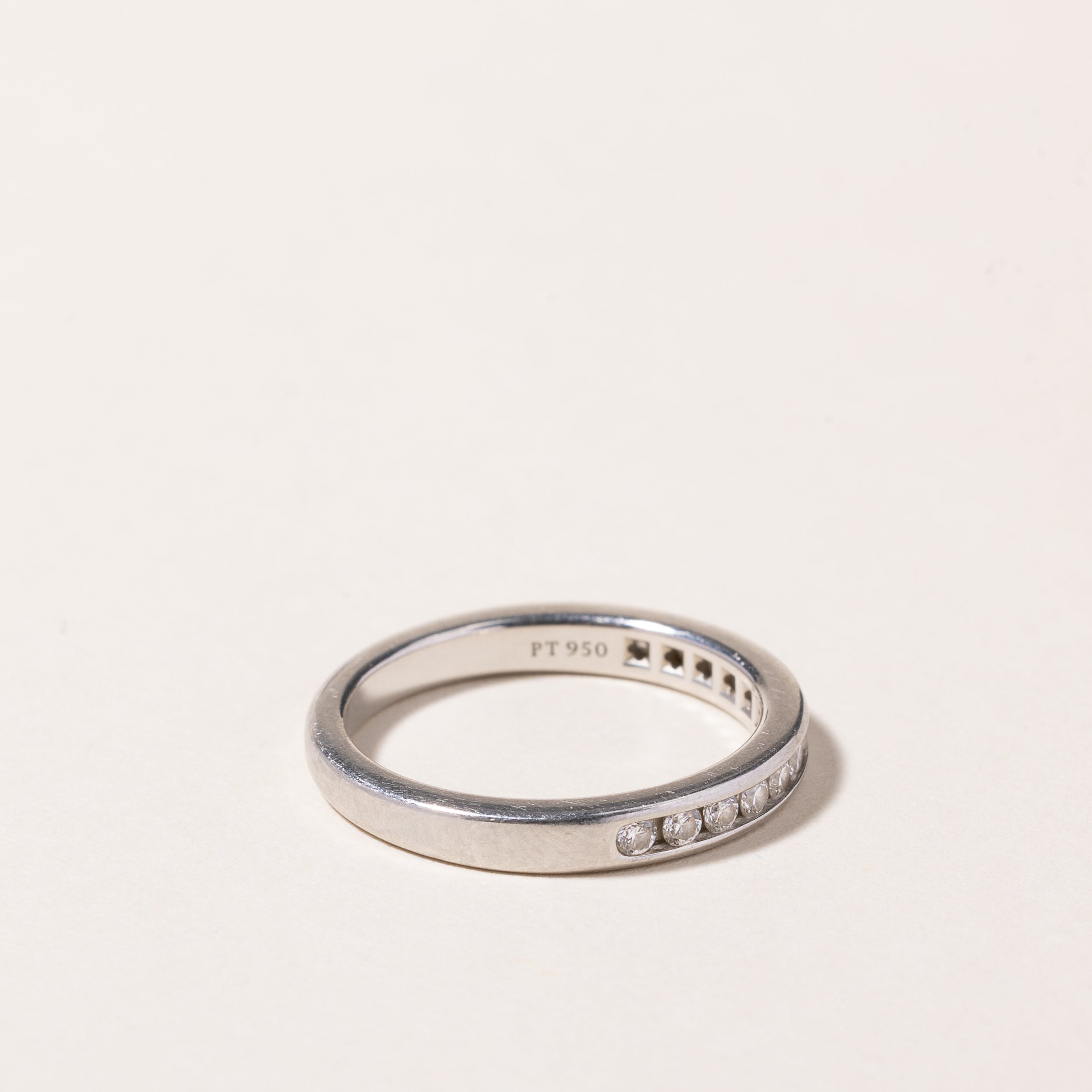 Tiffany & Co. Platinum Tiffany Setting Wedding Band - 0.13ctw Diamond Ring, Size 4.5 | Elegant Engagement & Wedding Jewelry for Brides, Anniversary Gifts