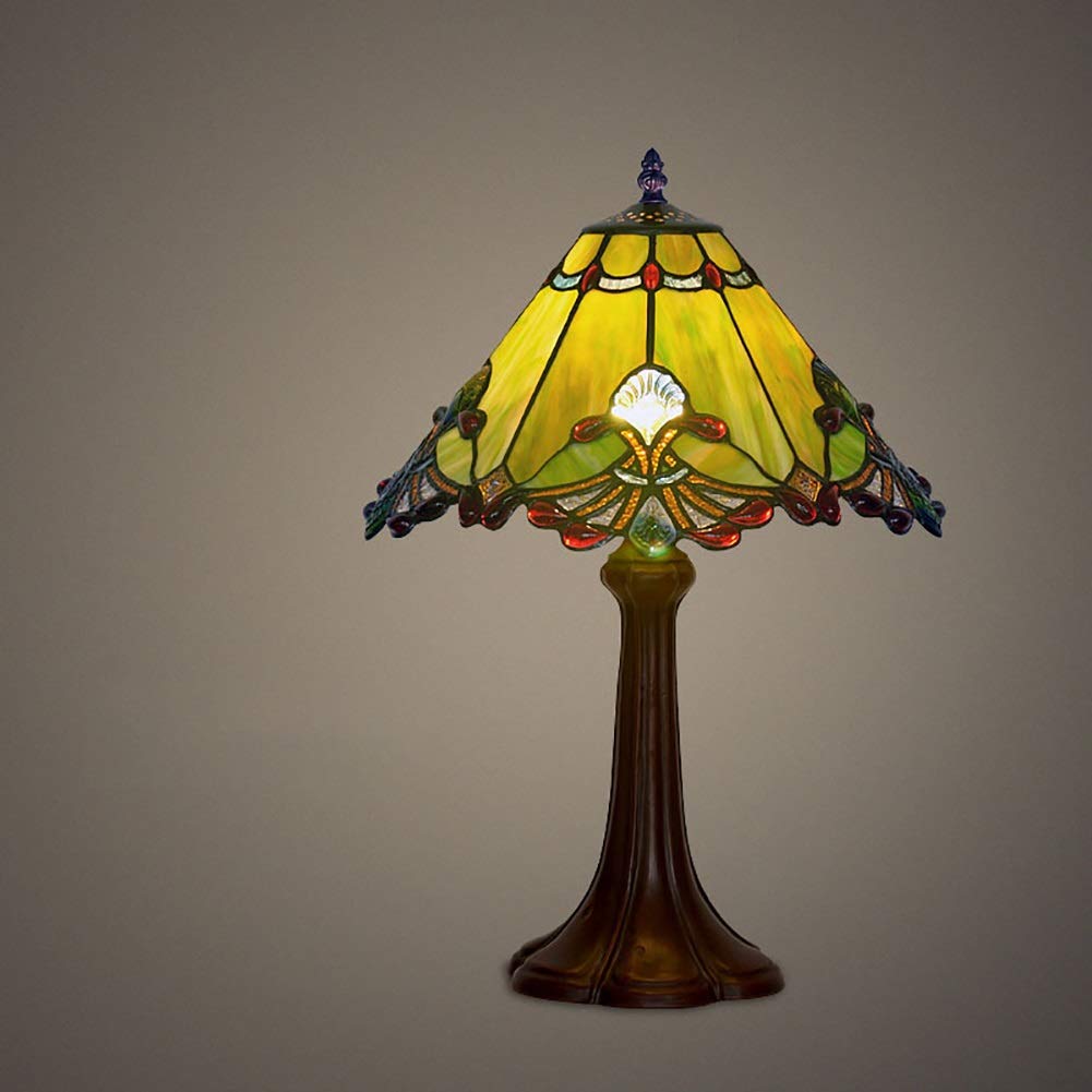 Tiffany Style Stained Glass Table Lamp - 13/17 Inch Umbrella Design for Living Room, Bedroom & Coffee Bar | Romantic Bedside Lighting & Reading Lamp | Handcrafted Art Decor Gift for Lovers & Home Decor Enthusiasts | Perfect for Cozy Evenings, Romantic Ambiance & Study Sessions