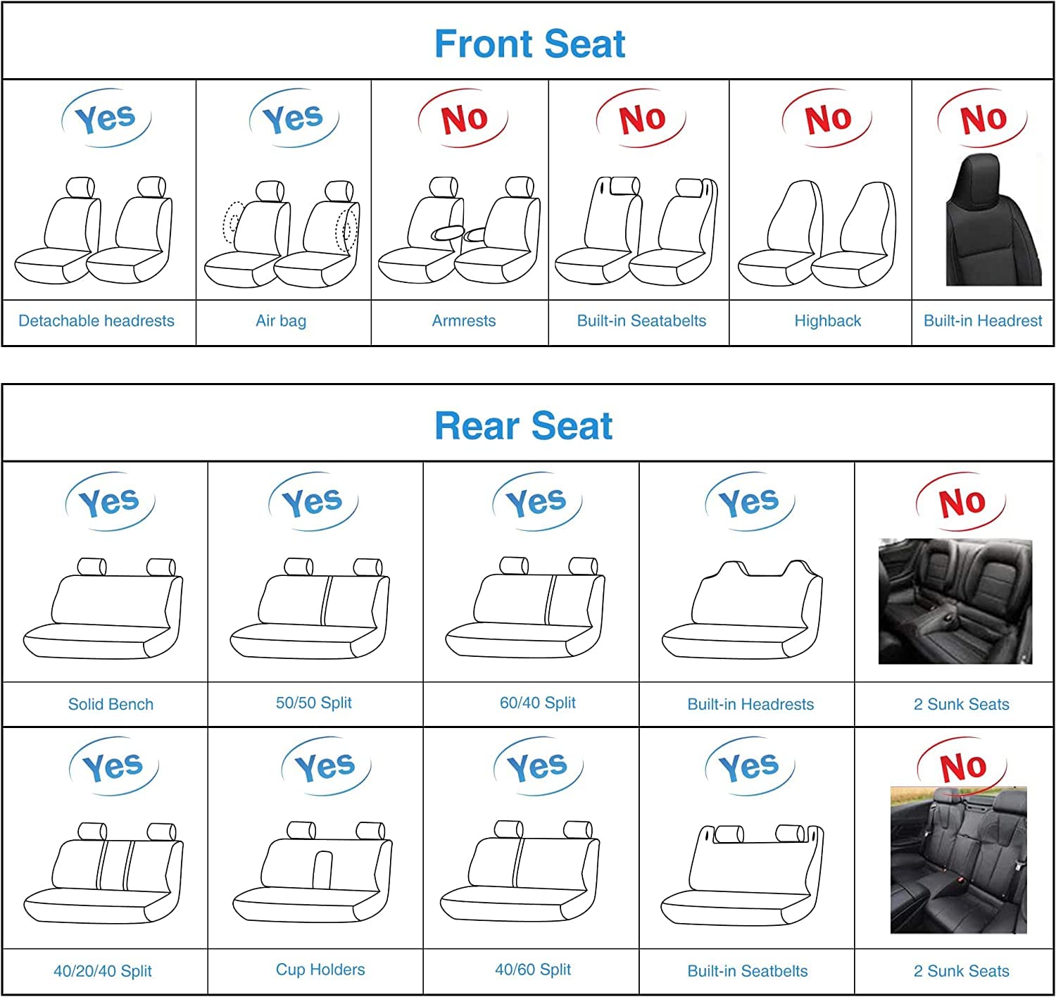 Premium AOOG Leather Car Seat Covers with Backseat Organizer - Universal Fit for Most Sedans, SUVs & Trucks (Full Set, Grey) - Protect & Upgrade Your Vehicle Interior for Daily Commute & Road Trips