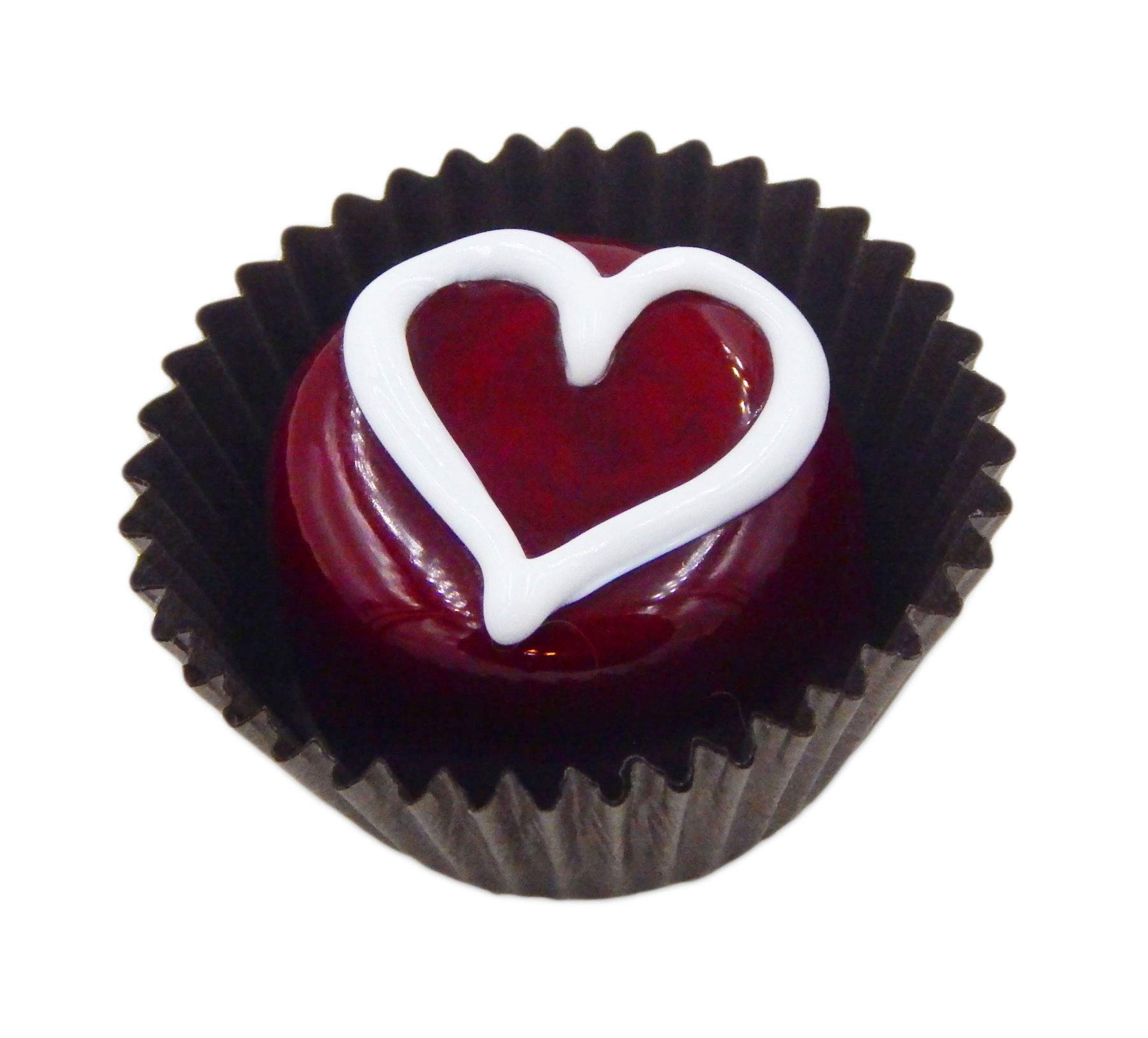 Collectible Glass Chocolate with Sweet Line Heart - Elegant Home Décor Gift (Cherry with White Chocolate Heart) | Perfect for Valentine's Day, Anniversary, Wedding, and Housewarming Presents
