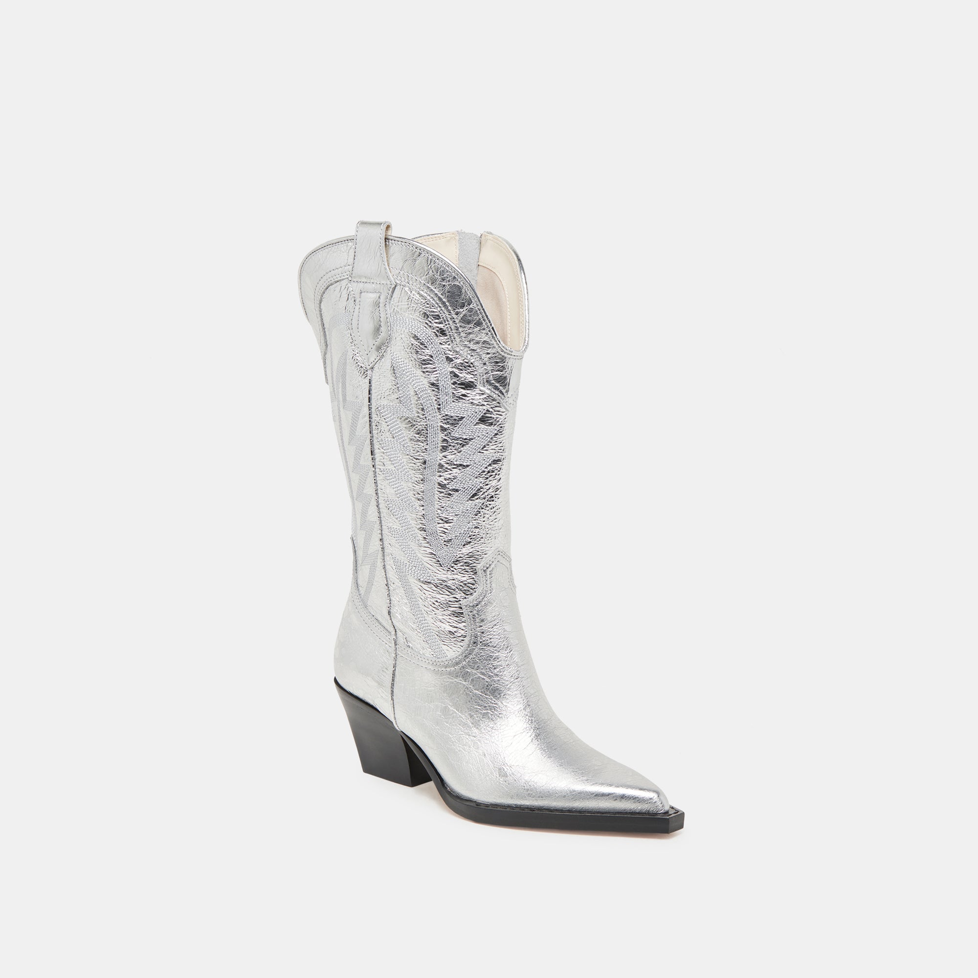 RYLAND Extra Wide Calf Boots for Women - Silver Distressed Leather Ankle Boots for Comfort & Style | Perfect for Casual Outfits, Work & Night Out