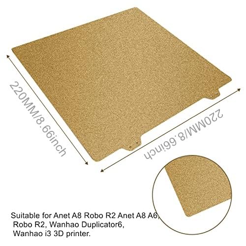 Double Sided Textured PEI Sheet for 3D Printers - 220x220mm Frosted PEI Printing Plate Compatible with Anet A8/A6, Robo R2, Wanhao Duplicator 6 & i3 (No Magnetic Base) - Perfect for Smooth First Layer Adhesion & Easy Print Removal