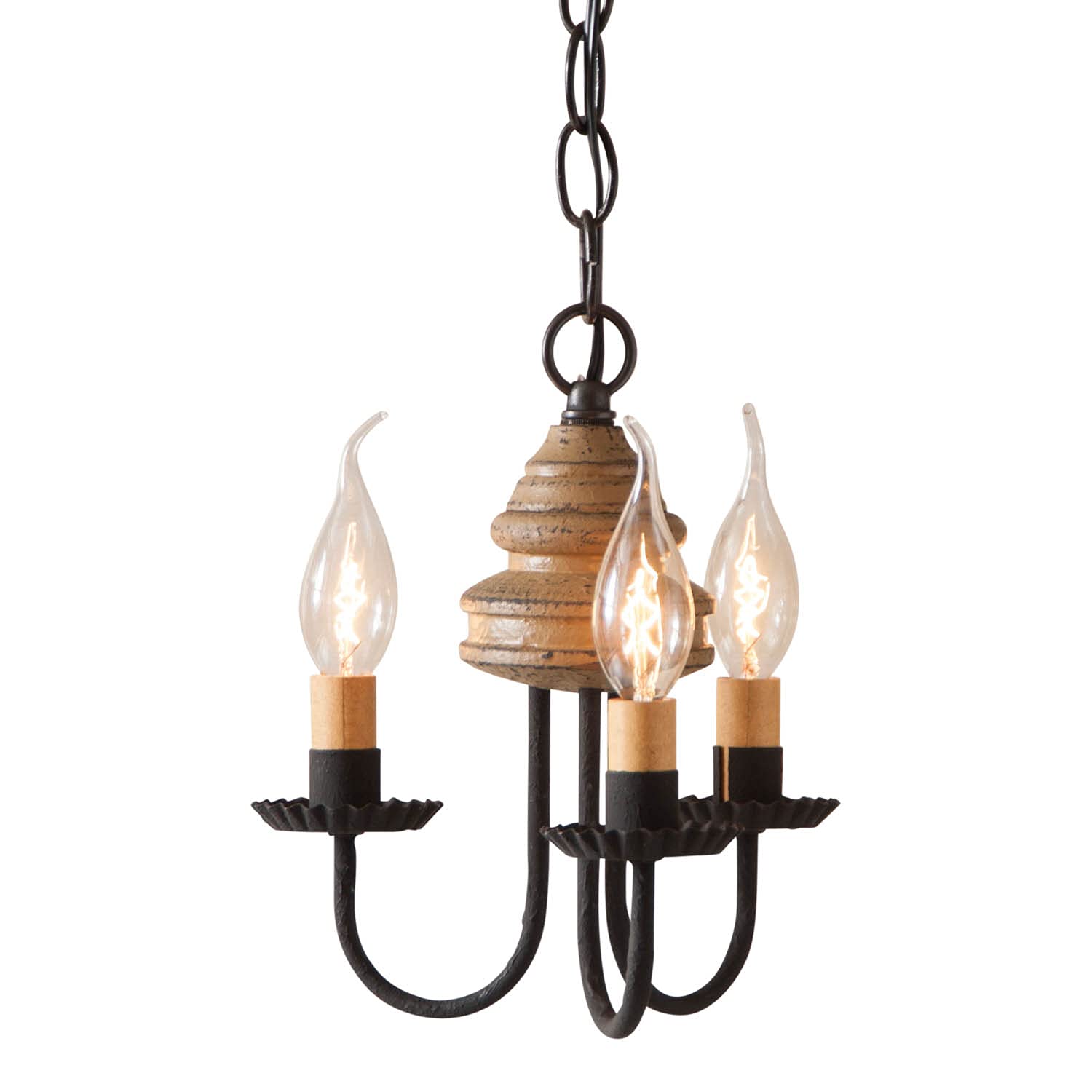 Vintage Pearwood Chandelier - 9 Inch Country Tinware Dining Room Light Fixture | Perfect for Farmhouse, Rustic & Cottage Decor | Bellview Collection by Irvin's