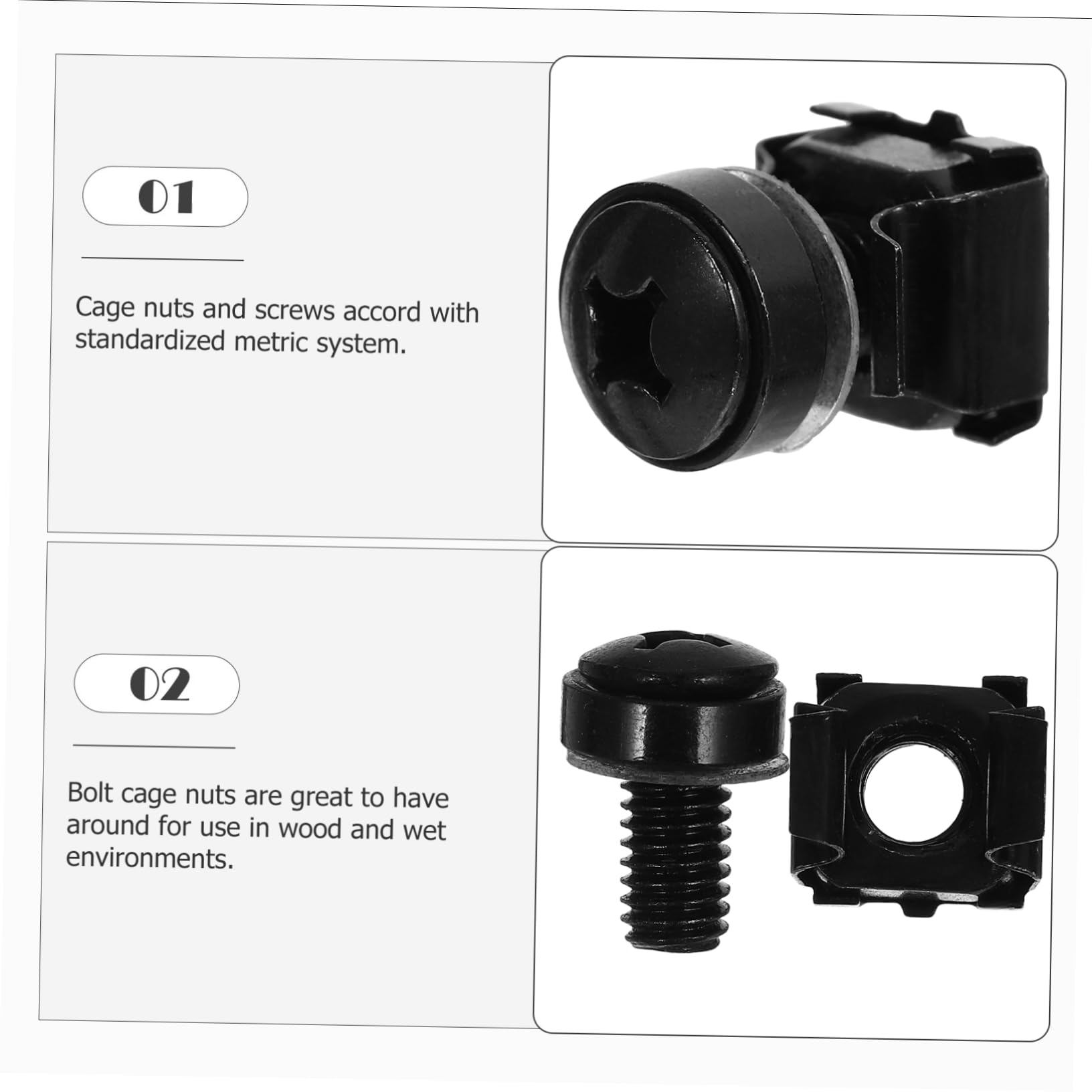 50PCS Rackmount Cage Nuts & Square Insert Nuts for Server Cabinets - M6 Hardware Nuts Kit for Network Devices, Data Center Equipment & Telecom Racks - Secure Mounting Solution for Routers, Switches & Patch Panels