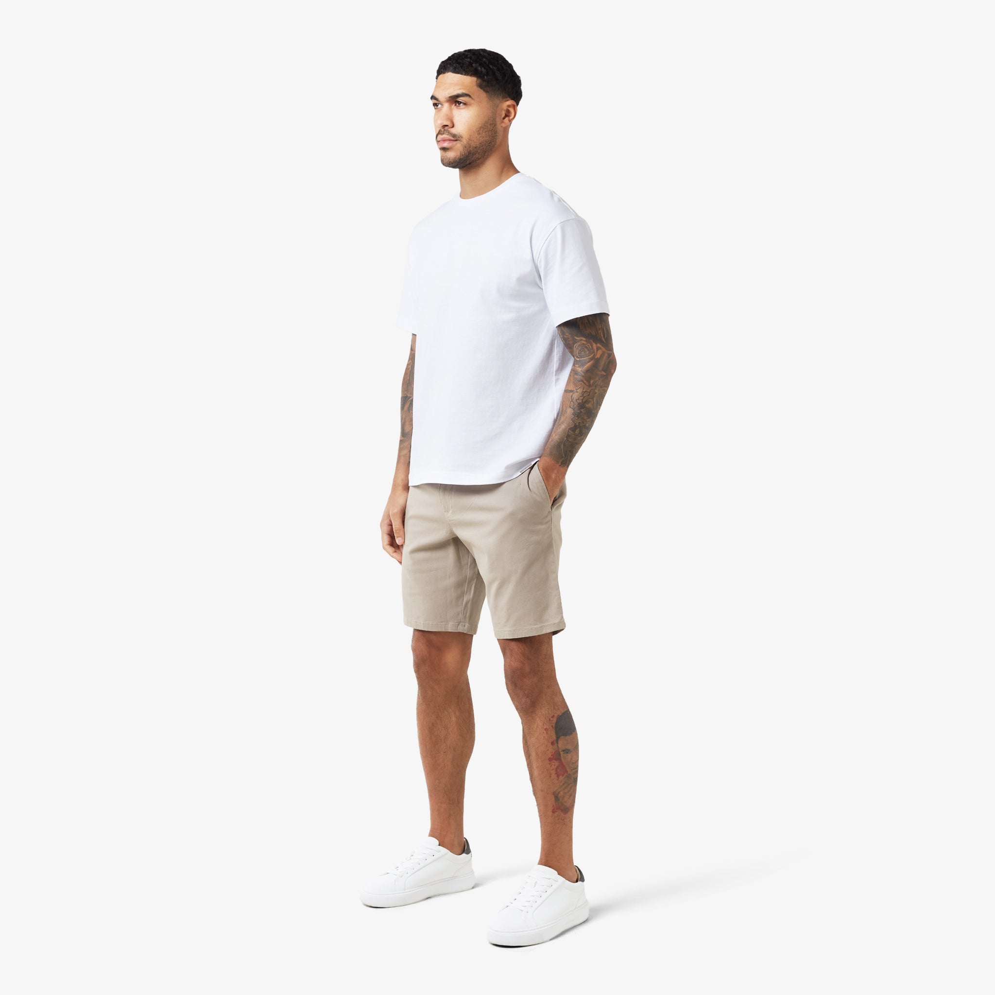 Men's Relaxed Fit Chino Shorts in Stone - Comfortable Casual Summer Shorts for Outdoor Activities and Lounging