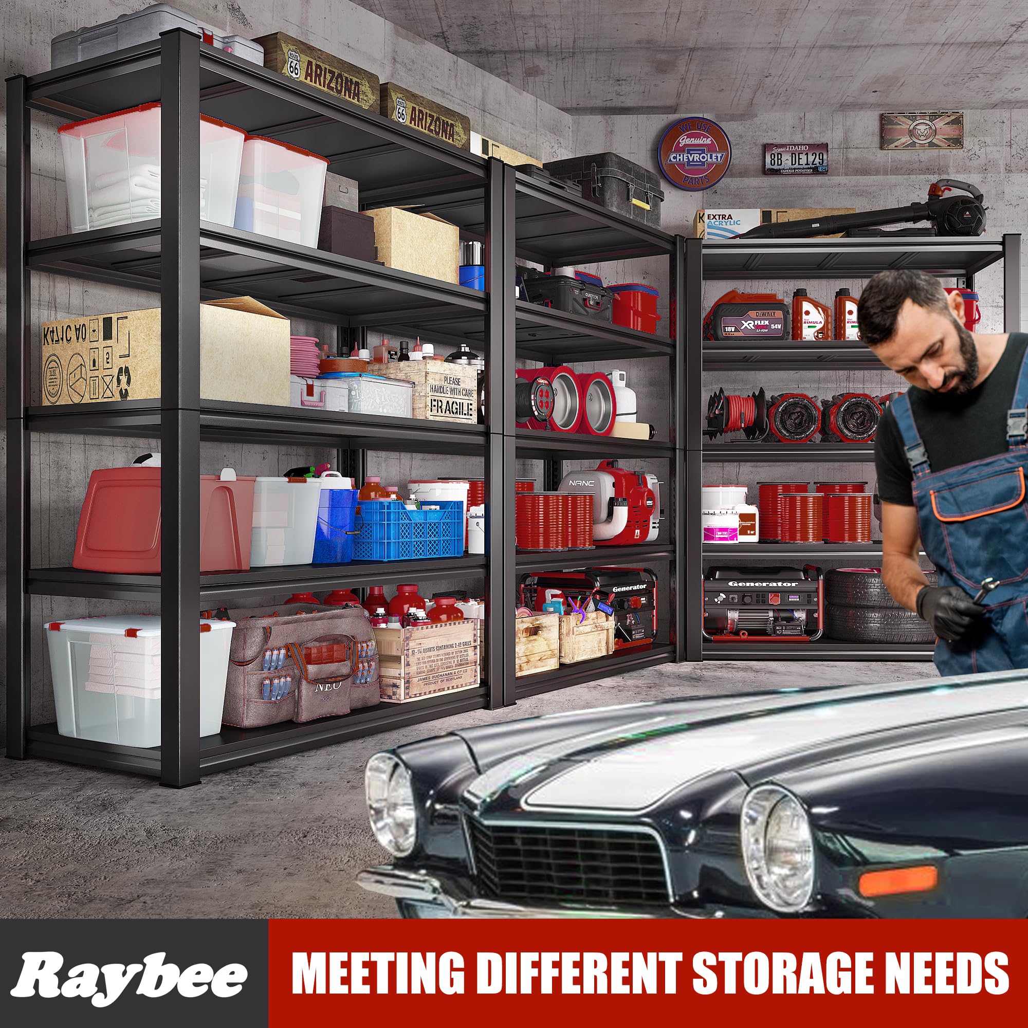 Raybee 5-Tier Heavy Duty Garage Shelving Unit - 2000LBS Capacity Adjustable Metal Storage Shelves (32