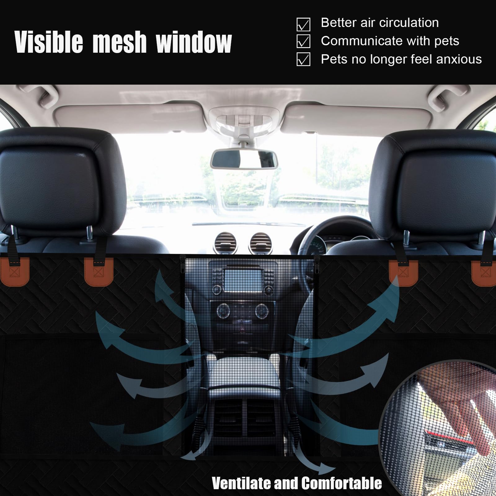 **Waterproof Dog Car Seat Cover with Hard Bottom & Mesh Window - Back Seat Extender for Dogs, Pet Hammock for Cars, Trucks & SUVs - Protects Seats & Keeps Pets Safe During Travel**    *(Perfect for Road Trips, Daily Commutes & Outdoor Adventures with Your Pet!)*