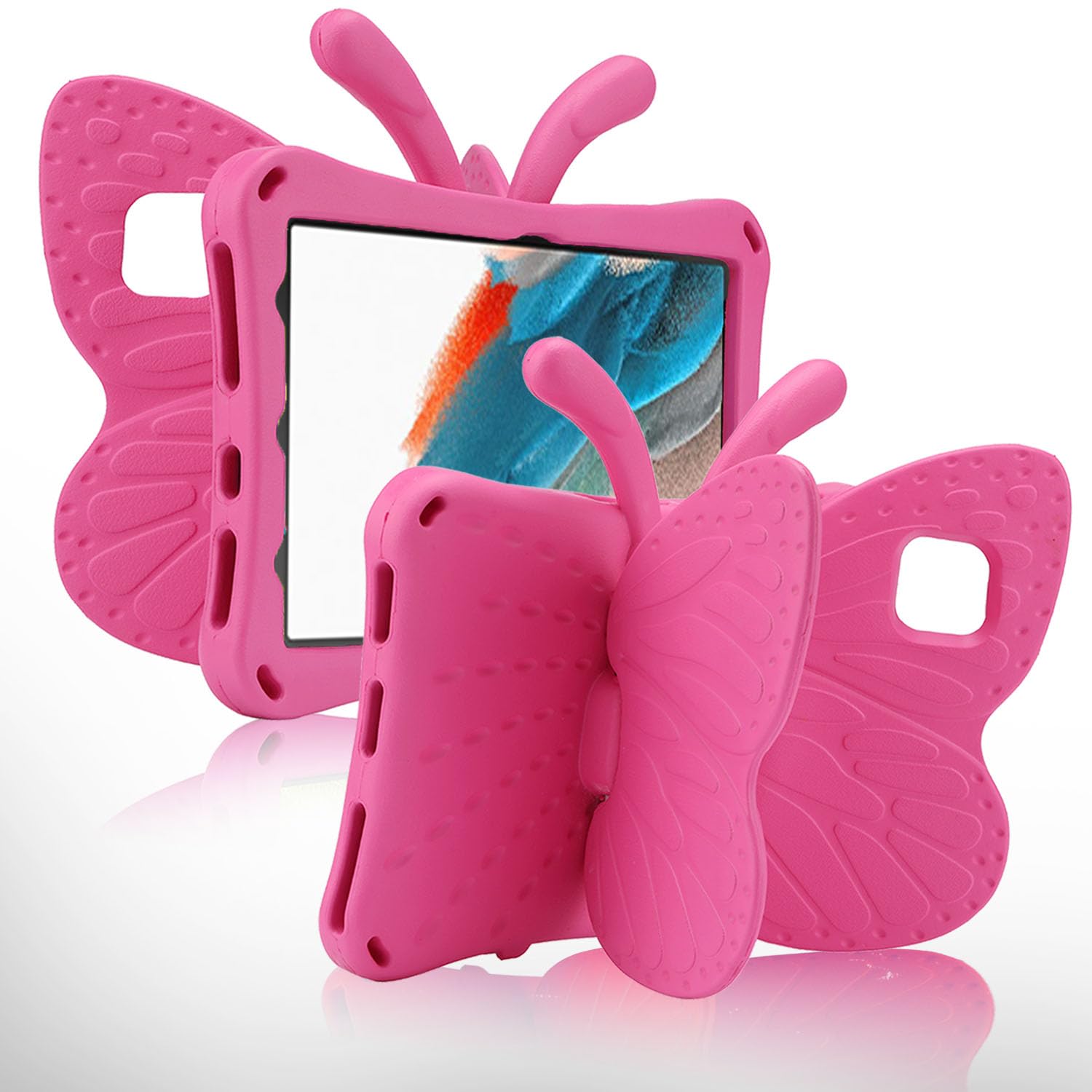 **Shockproof iPad Air 4/5/6 10.9 Inch Case (2022-2024) – Heavy Duty EVA Rugged Cover with Foldable Stand | Butterfly Design for Kids | Perfect for Boys, Girls & School Use (Rose Pink)**
