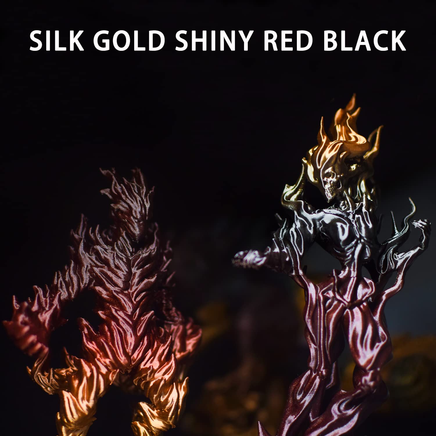 Premium 3D Printer Filament PLA 1.75mm - Silk Gold, Shiny Red & Black Filament (+/-0.02mm Accuracy) 1kg/2.2lbs Spool - Ideal for 3D Printing, DIY Projects, Cosplay Props & Home Decor