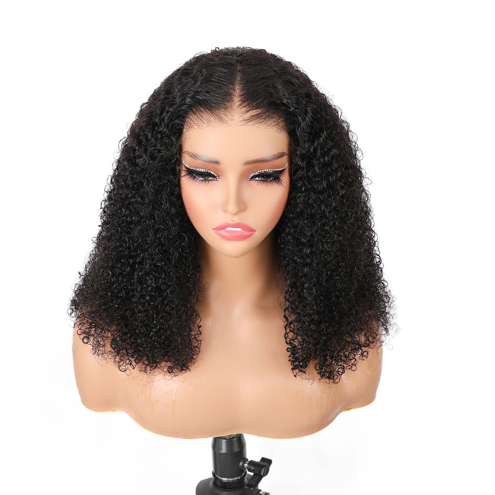 ISEE Wear and Go Glueless Wig - 16 Inch Afro Kinky Curly Lace Front Human Hair Wig with 7x5 HD Lace for Women | Pre-Cut & Pre-Plucked | Perfect for Daily Wear, Parties & Protective Styling