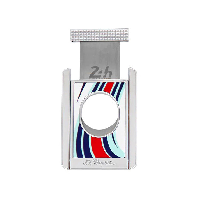 Premium S.T. Dupont CC X Stands Le Mans Blue & Chrome Double Guilloche Cigar Cutter - Luxury Cigar Accessory for Smooth Cuts at Home, Parties & Gifting