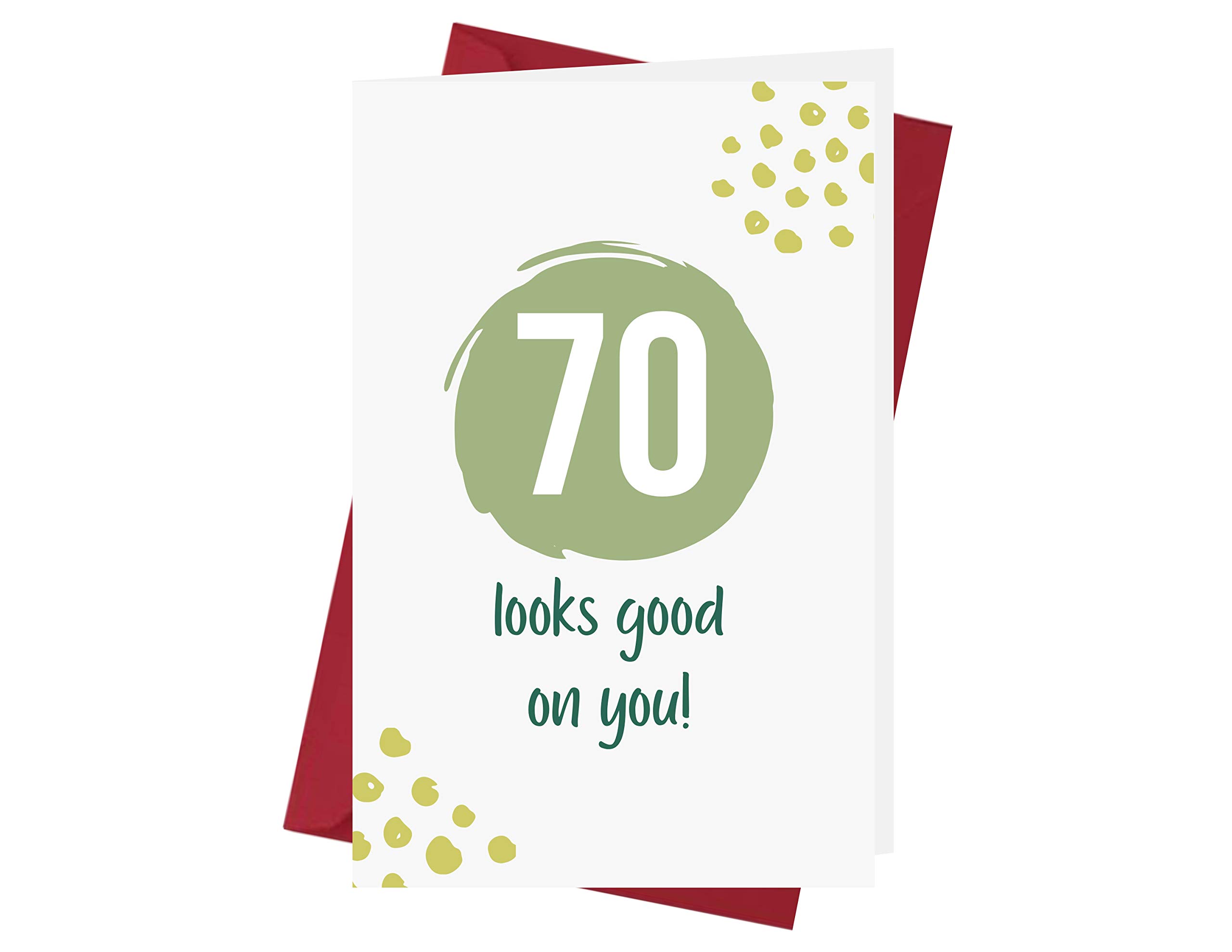 Funny 70th Birthday Card with Red Envelope for Anniversary Gifts