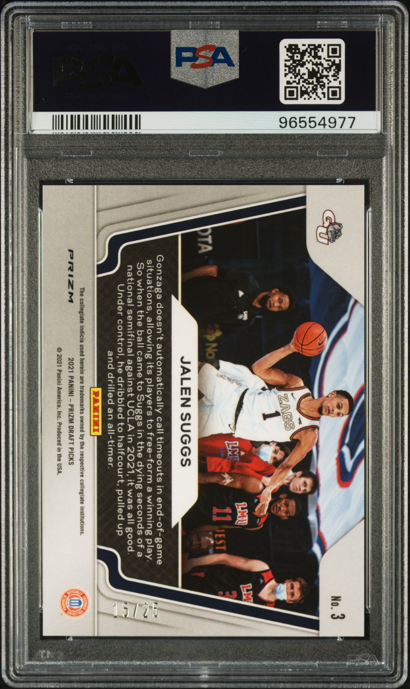 2021 Panini Prizm Draft Jalen Suggs Widescreen Mojo 15/25 #3 PSA 10 Gem Mint Basketball Card - Rare Collectible for NBA Fans & Sports Memorabilia Enthusiasts