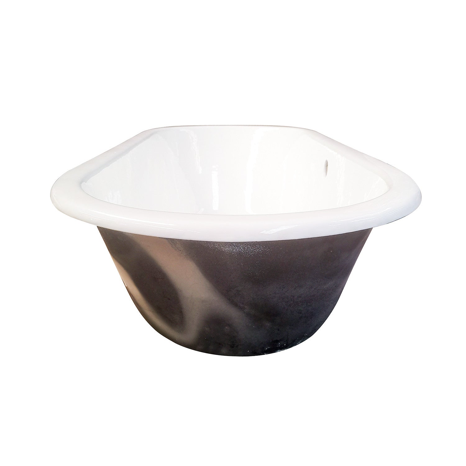 Aqua Eden 63 Inch White Cast Iron Oval Drop-In Bathtub with Center Drain - Perfect for Luxurious Spa Baths & Modern Bathroom Renovations