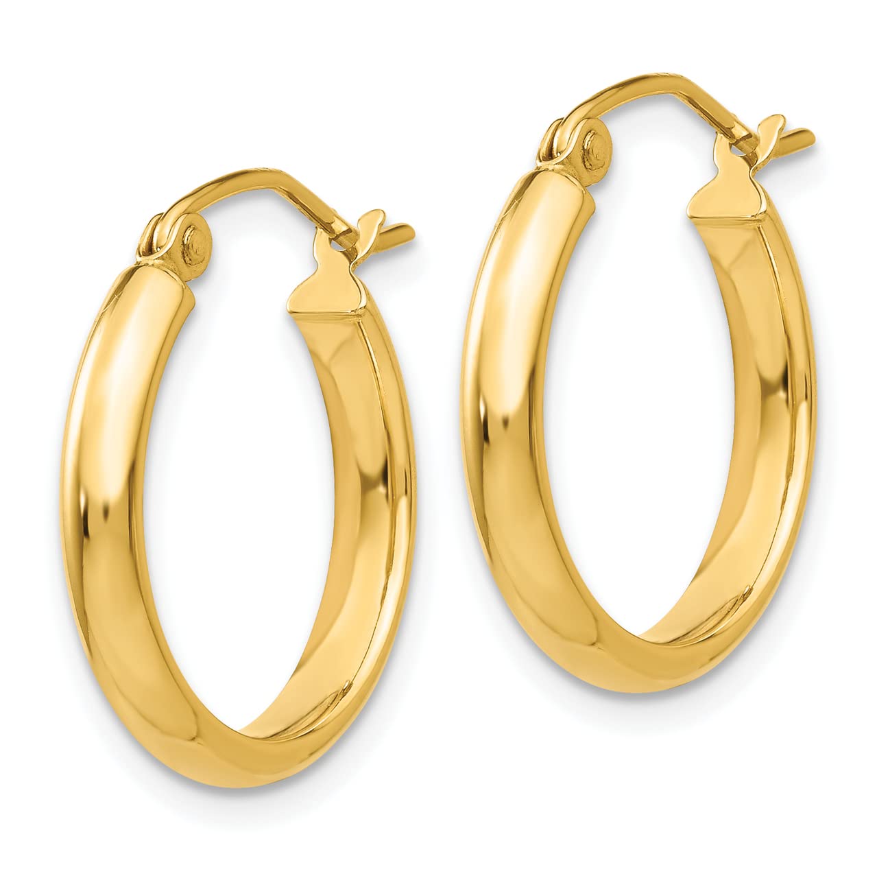 14K Yellow Gold Polished Hoop Earrings for Women - Lex & Lu LAL81622 | Elegant Everyday Jewelry, Perfect for Work, Parties & Special Occasions