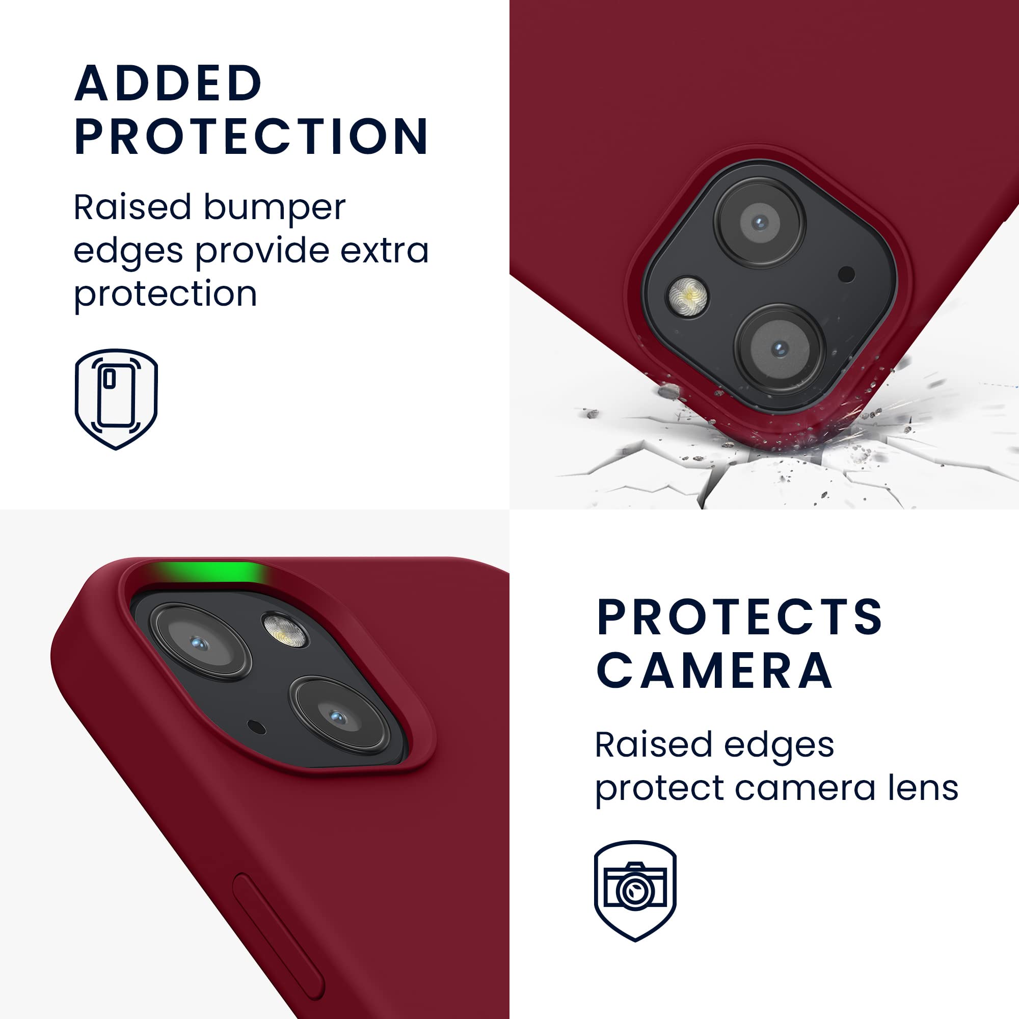 kwmobile Shockproof TPU Silicone Case for Apple iPhone 13 - Soft Matte Finish, Rhubarb Red - Perfect for Everyday Protection & Grip