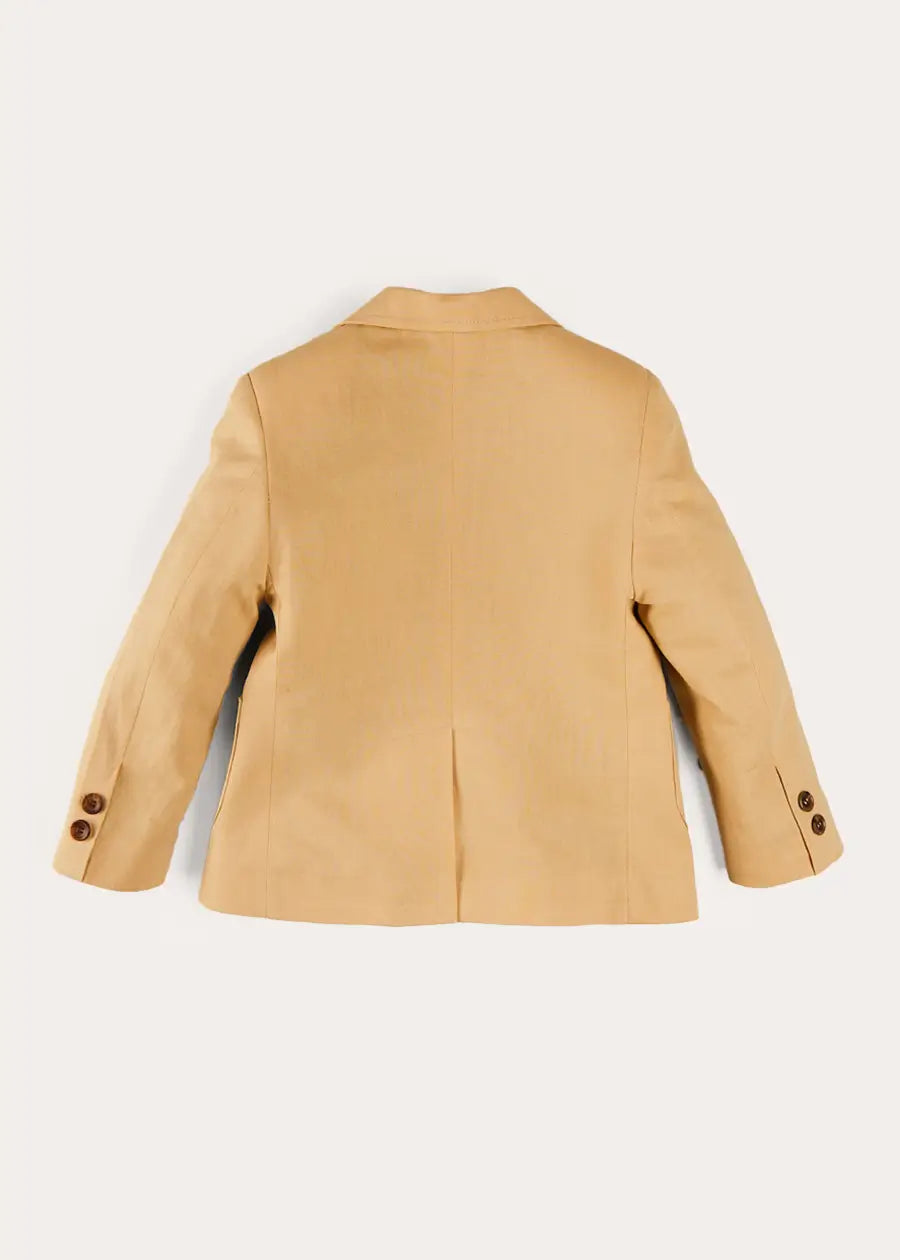 Stylish Beige Plain Light Linen Blazer for Kids (4-10 Years) - Perfect for School, Parties & Special Occasions