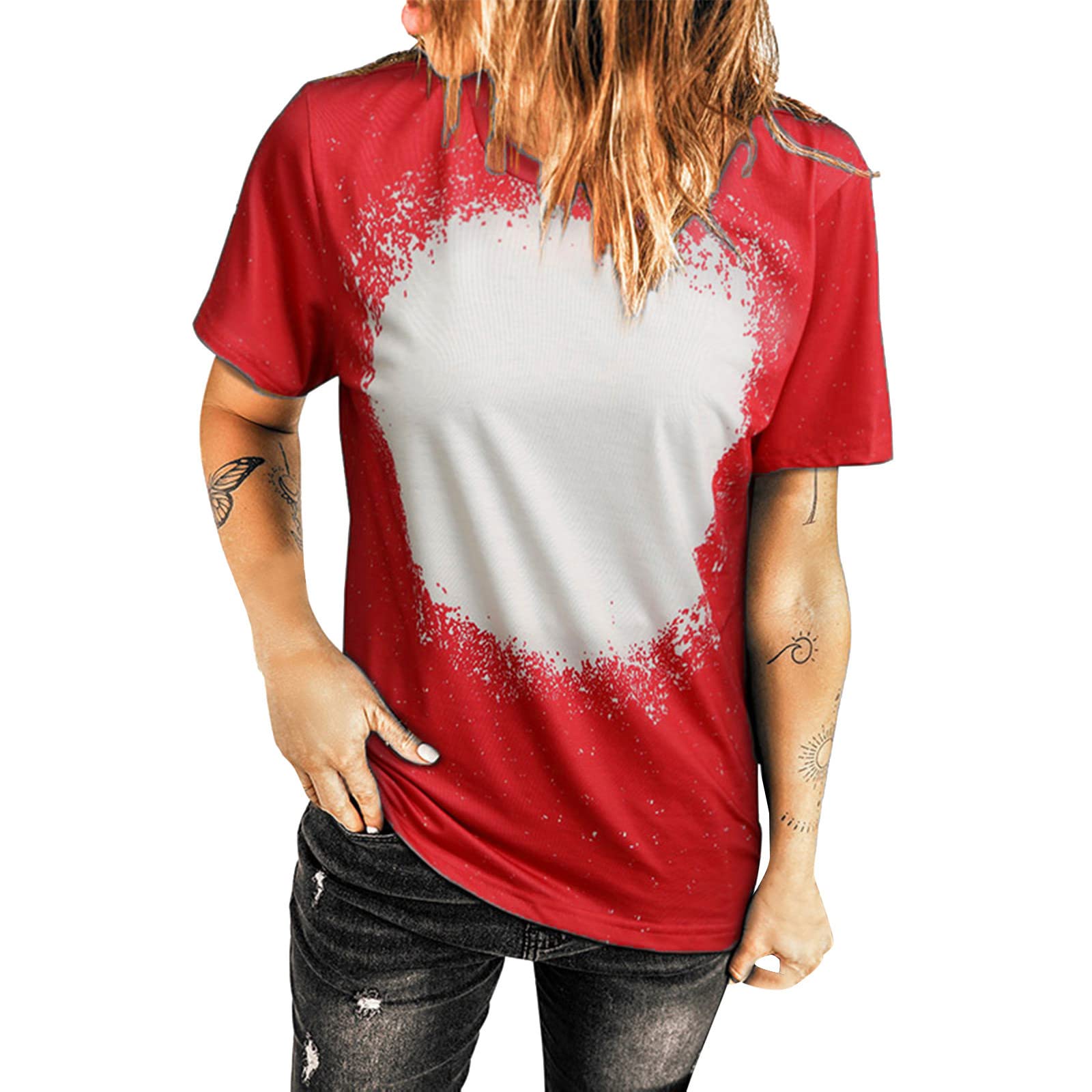 Tie Dye Round Neck T-Shirt for Women - Loose Fit Short Sleeve Summer Top | Fashion Print Casual Shirt for Beach, Music Festivals & Everyday Wear