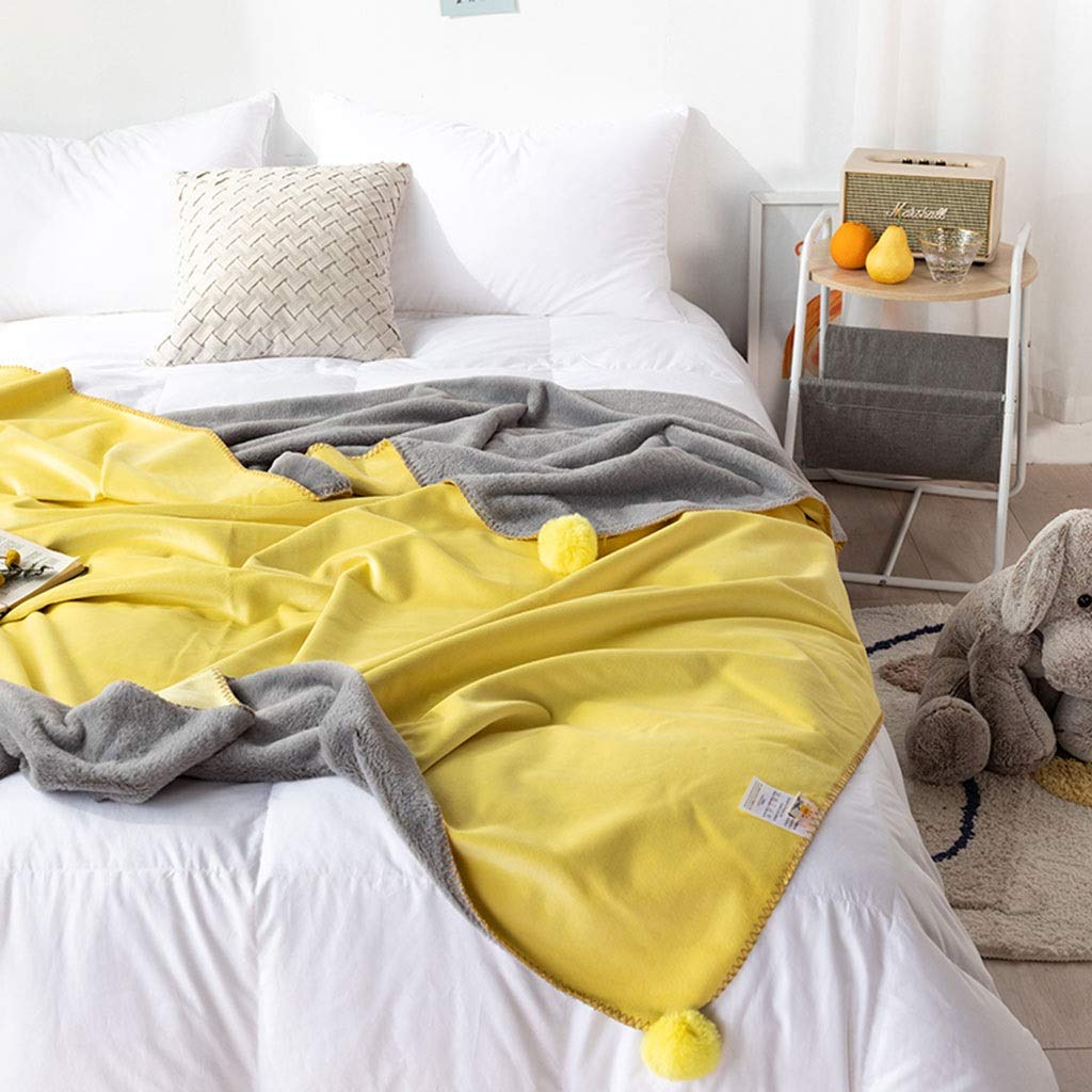 Soft Fluffy Pom Pom Throw Blanket - Lightweight Cozy Fleece Blanket for Bed & Sofa - Warm Winter Decor for Home, Office, and Travel