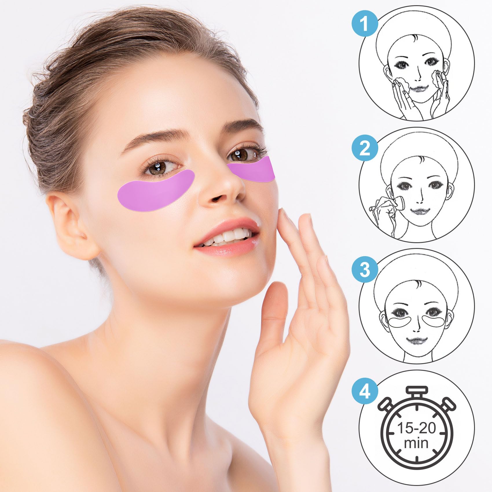 Joez Reusable Silicone Under Eye Patches - 2 Pairs for Wrinkle & Fine Line Reduction, Dark Circle Treatment - Blue & Purple Eye Masks for Skin Care & Anti-Aging - Perfect for Night Routine, Travel & Spa Days